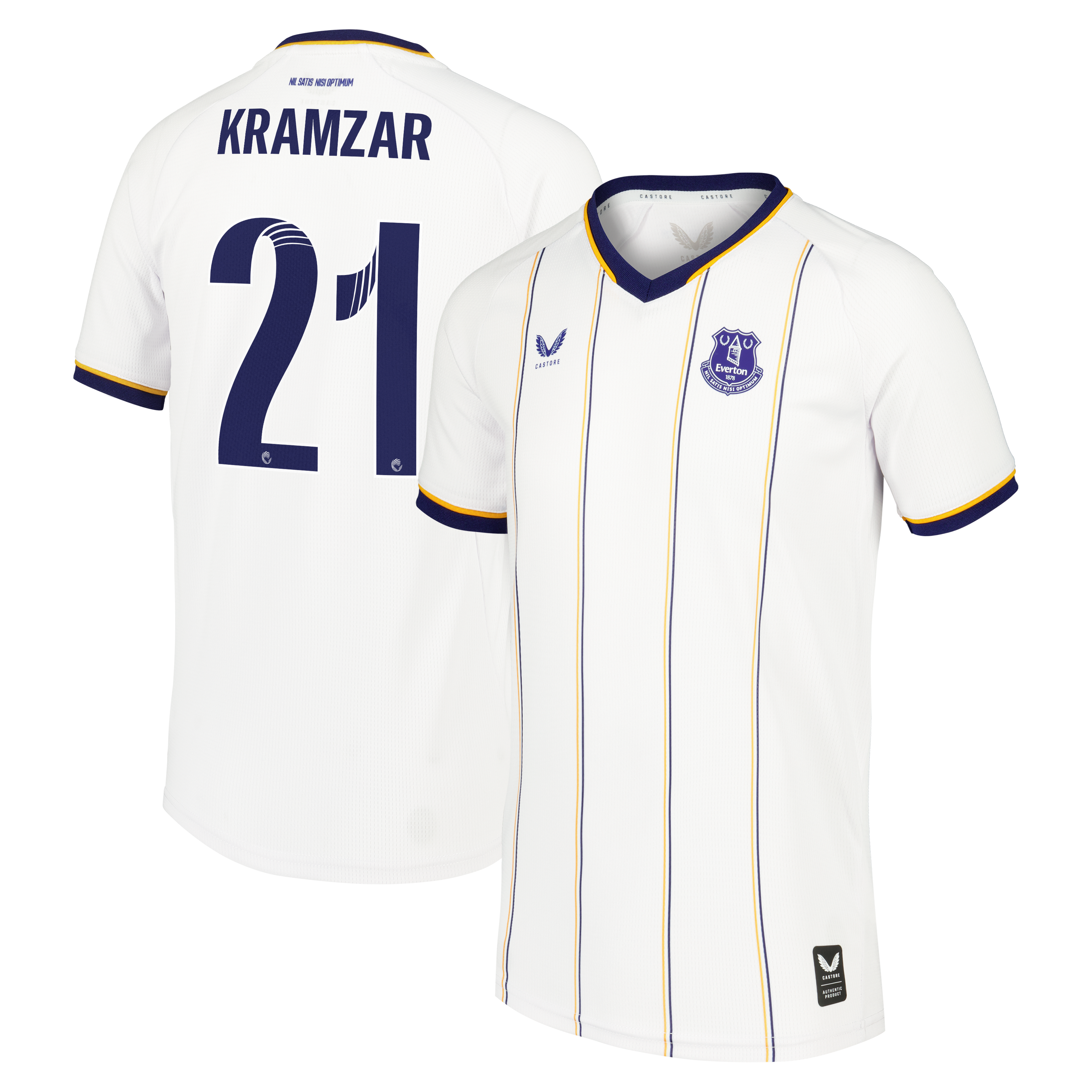 Everton WSL Castore Away Replica Shirt 2026-27 - Kids with Kramzar 21 printing