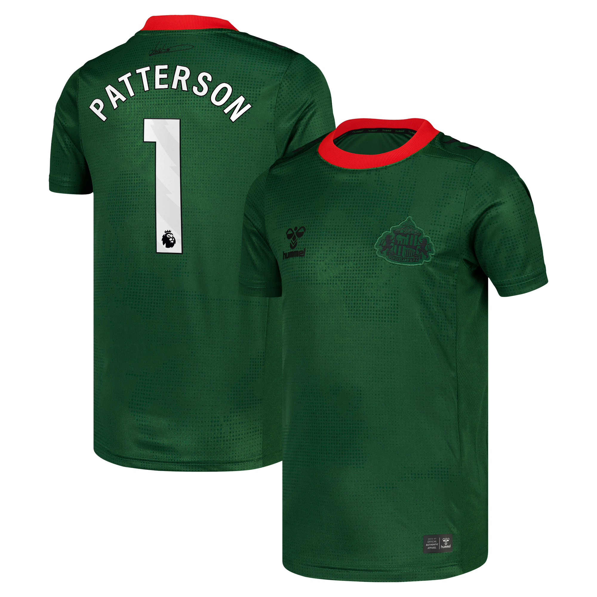 Sunderland Hummel Goalkeeper Shirt 2026-27 - Kids with Patterson 1 printing, , rebel_hi-res