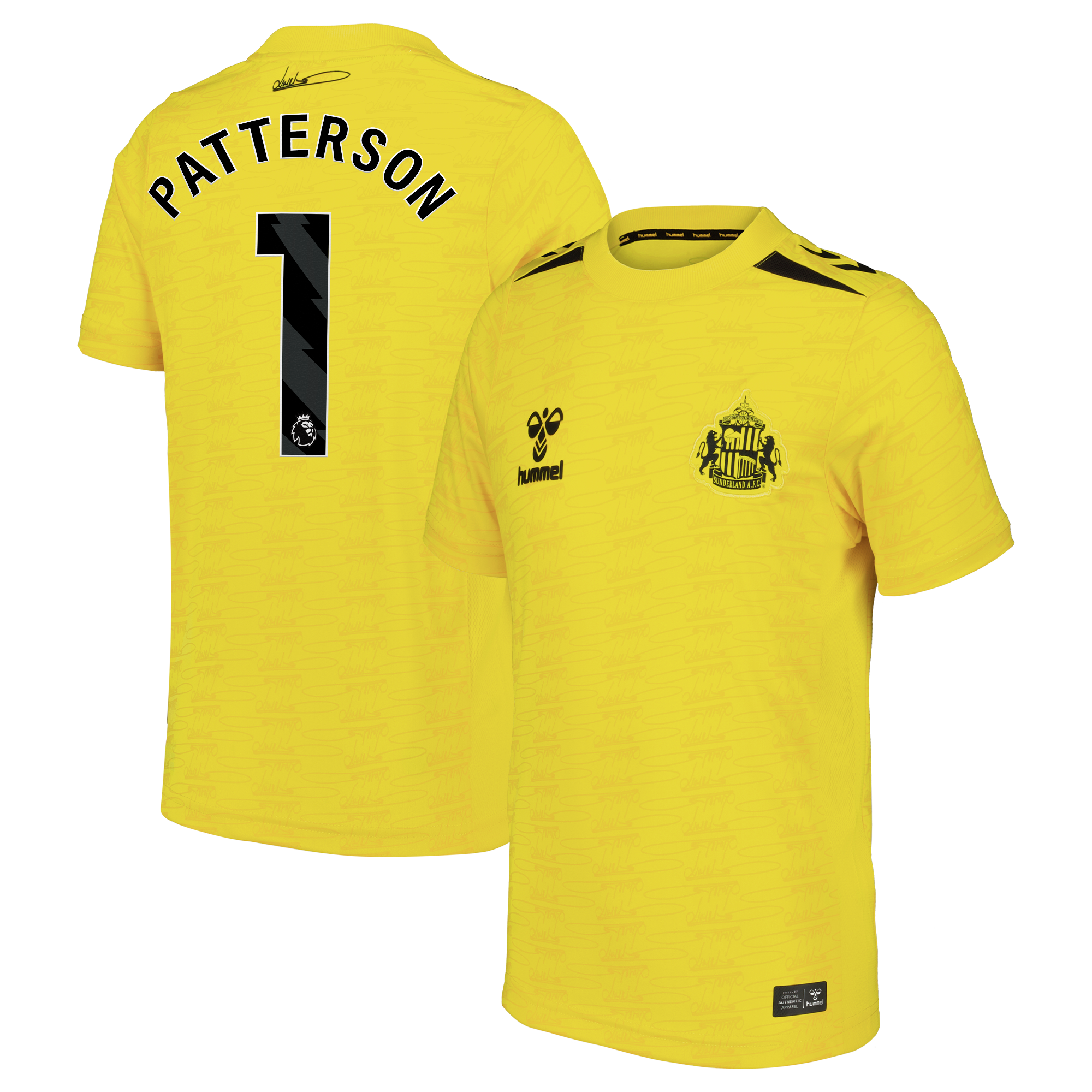 Sunderland Hummel Goalkeeper Shirt 2026-27 - Kids with Patterson 1 printing, , rebel_hi-res