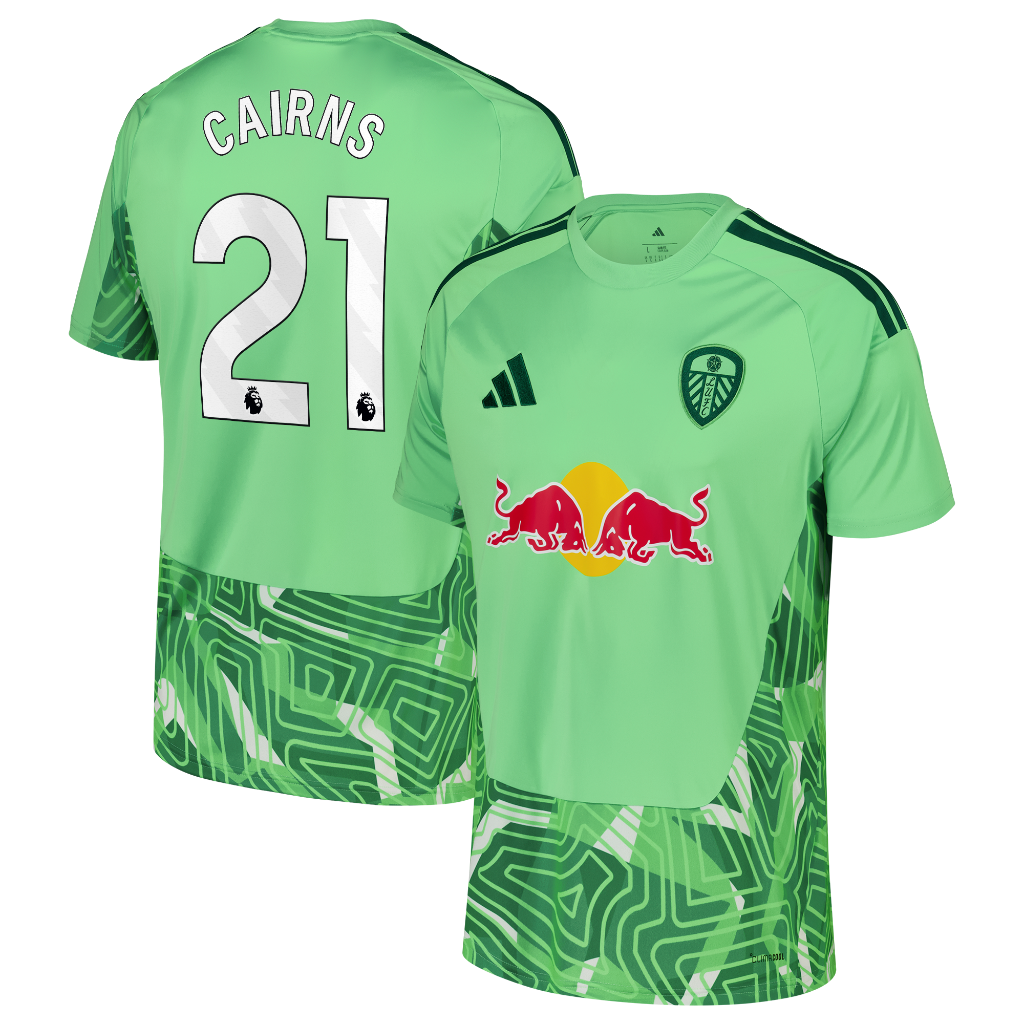 Leeds United adidas Goalkeeper Shirt 2026-27 with Cairns 21 printing