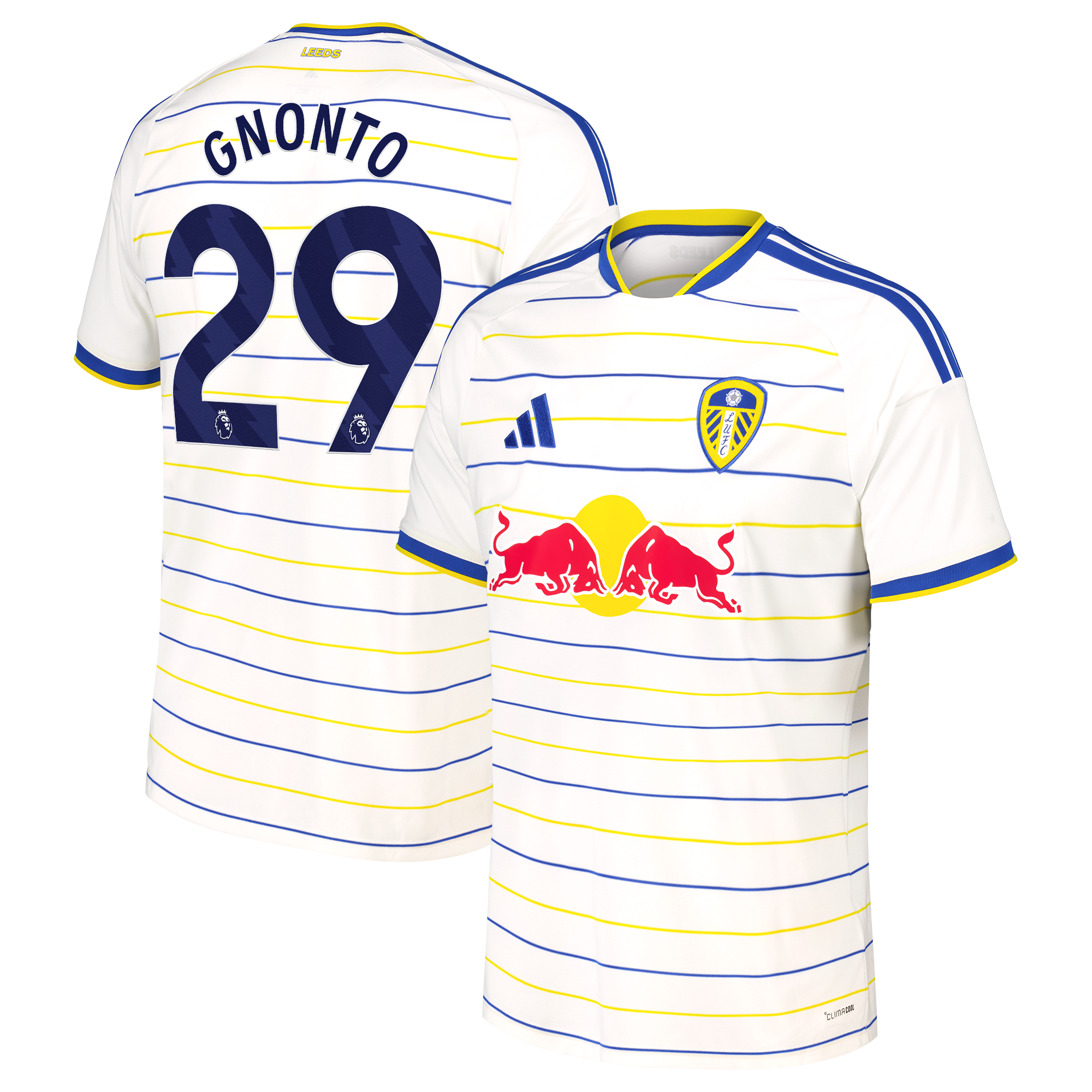 Leeds United adidas Home Shirt 2026-27 with Gnonto 29 printing