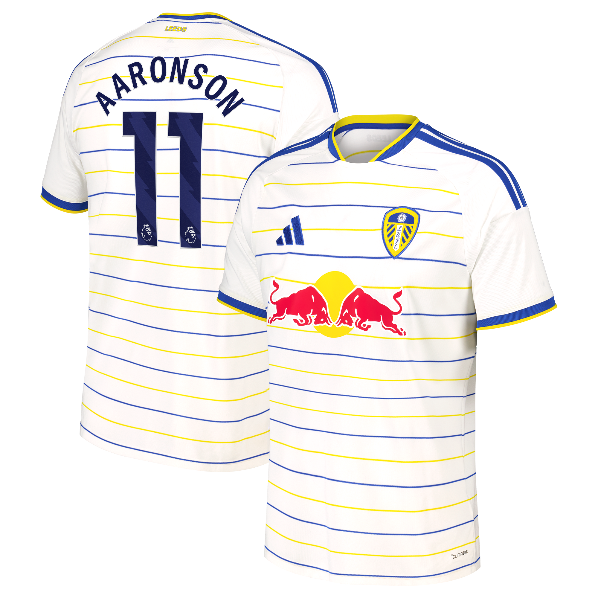 Leeds United adidas Home Shirt 2026-27 with Aaronson 11 printing