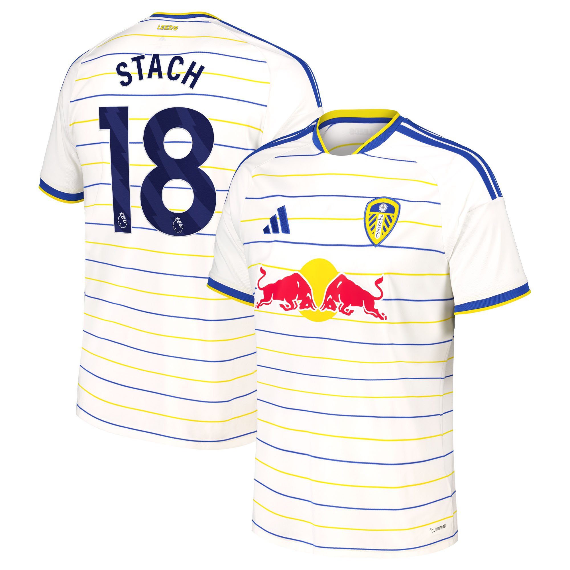 Leeds United adidas Home Shirt 2026-27 with Stach 18 printing