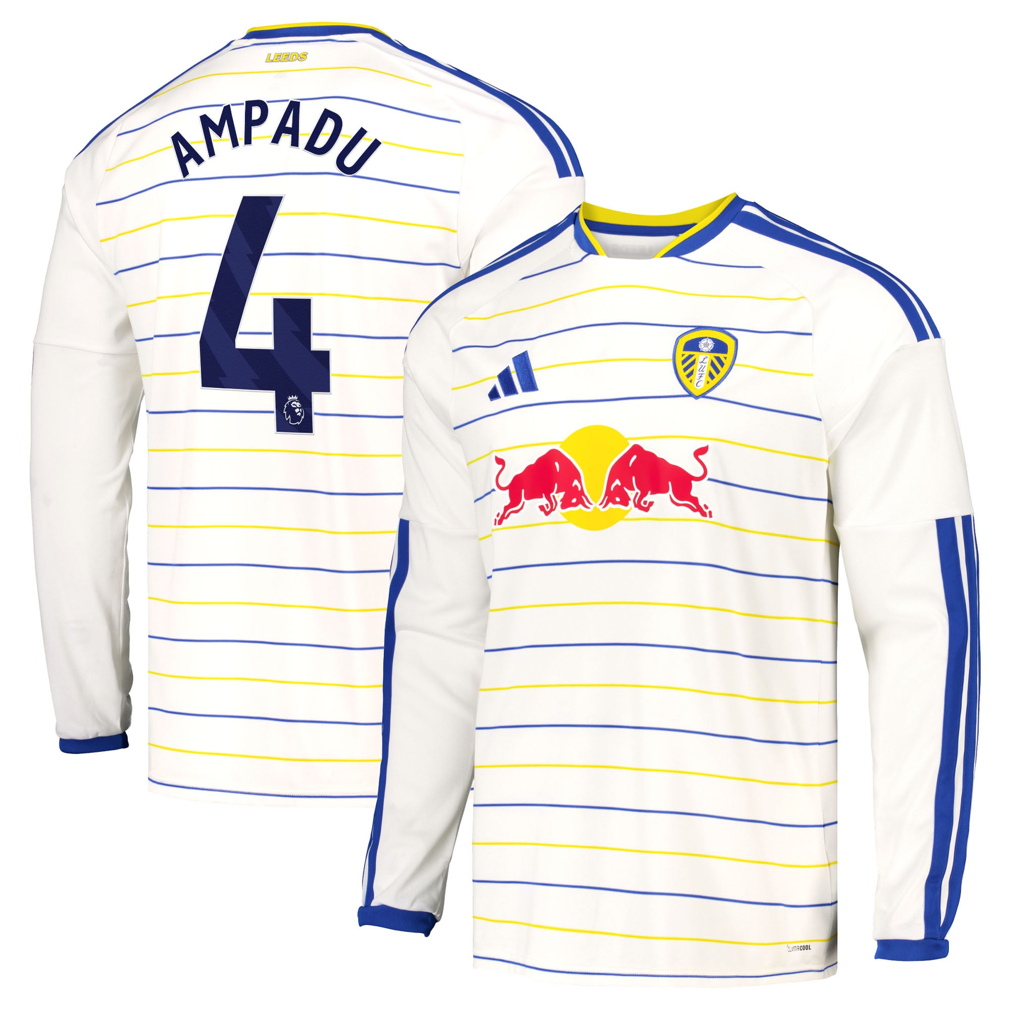 Leeds United adidas Home Shirt 2026-27 - Long Sleeve with Ampadu 4 printing, , rebel_hi-res