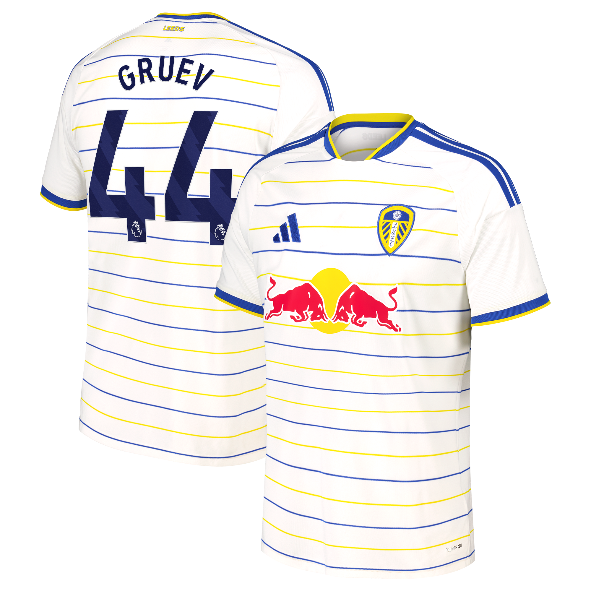Leeds United adidas Home Shirt 2026-27 with Gruev 44 printing, , rebel_hi-res