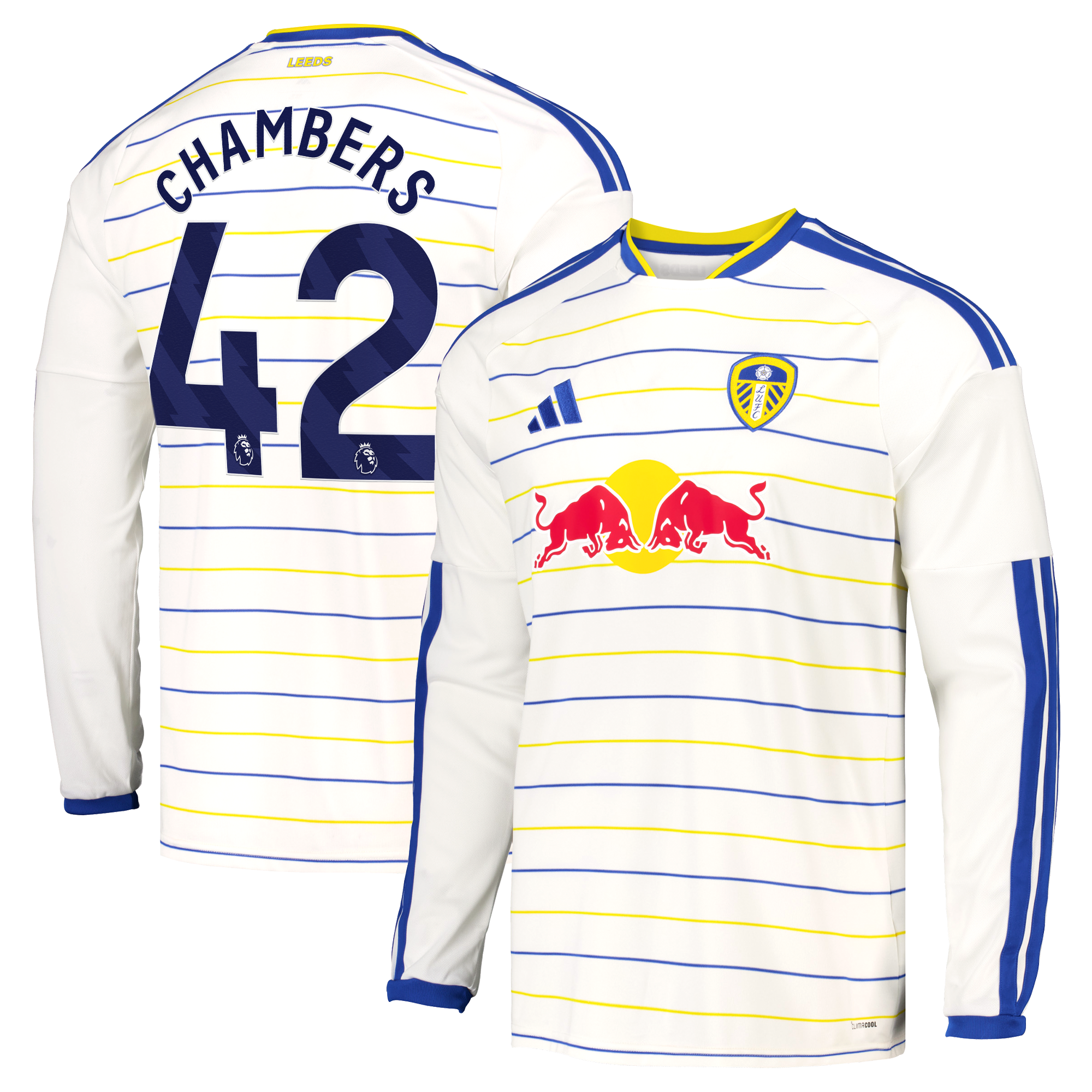 Leeds United adidas Home Shirt 2026-27 - Long Sleeve with Chambers 42 printing, , rebel_hi-res