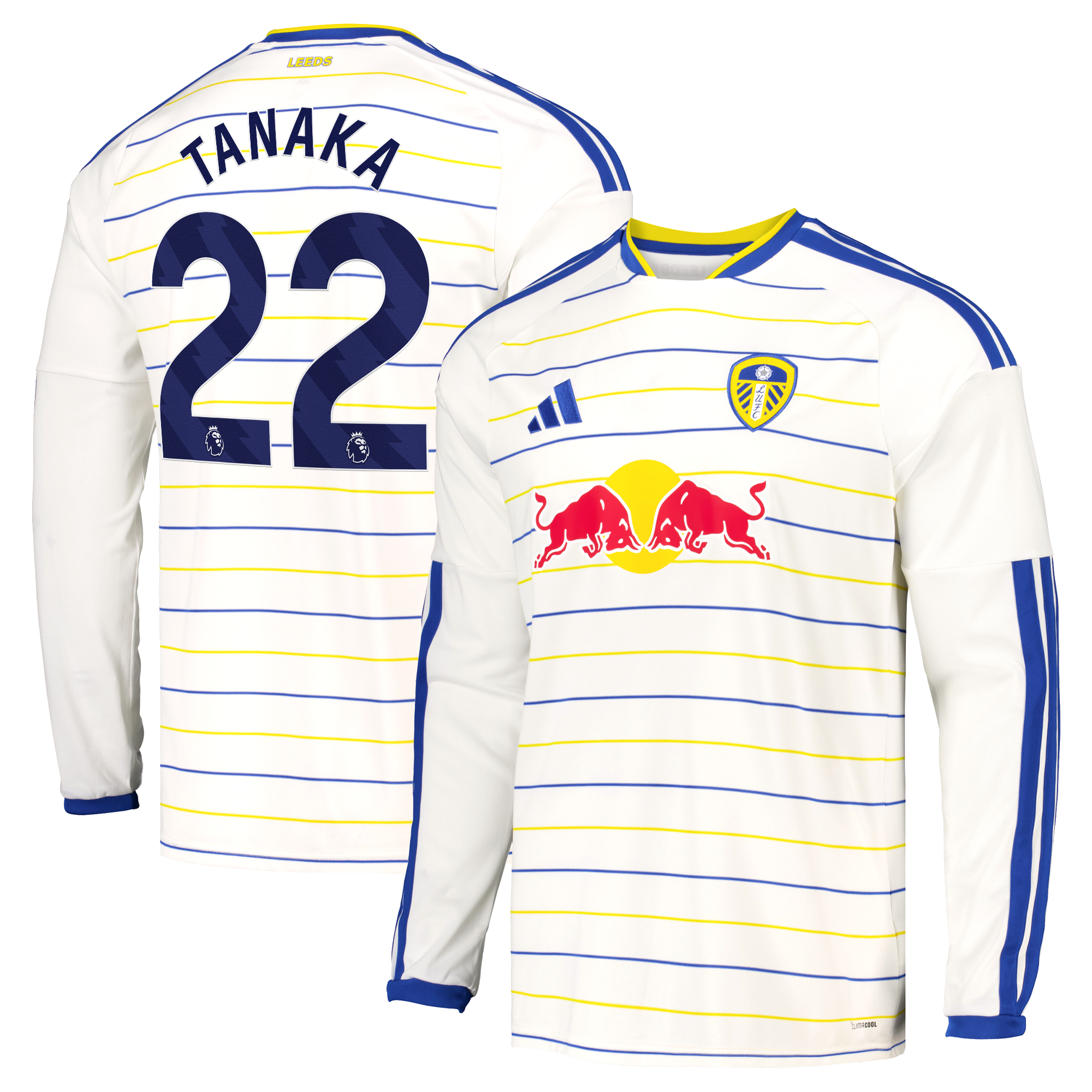 Leeds United adidas Home Shirt 2026-27 - Long Sleeve with Tanaka 22 printing, , rebel_hi-res