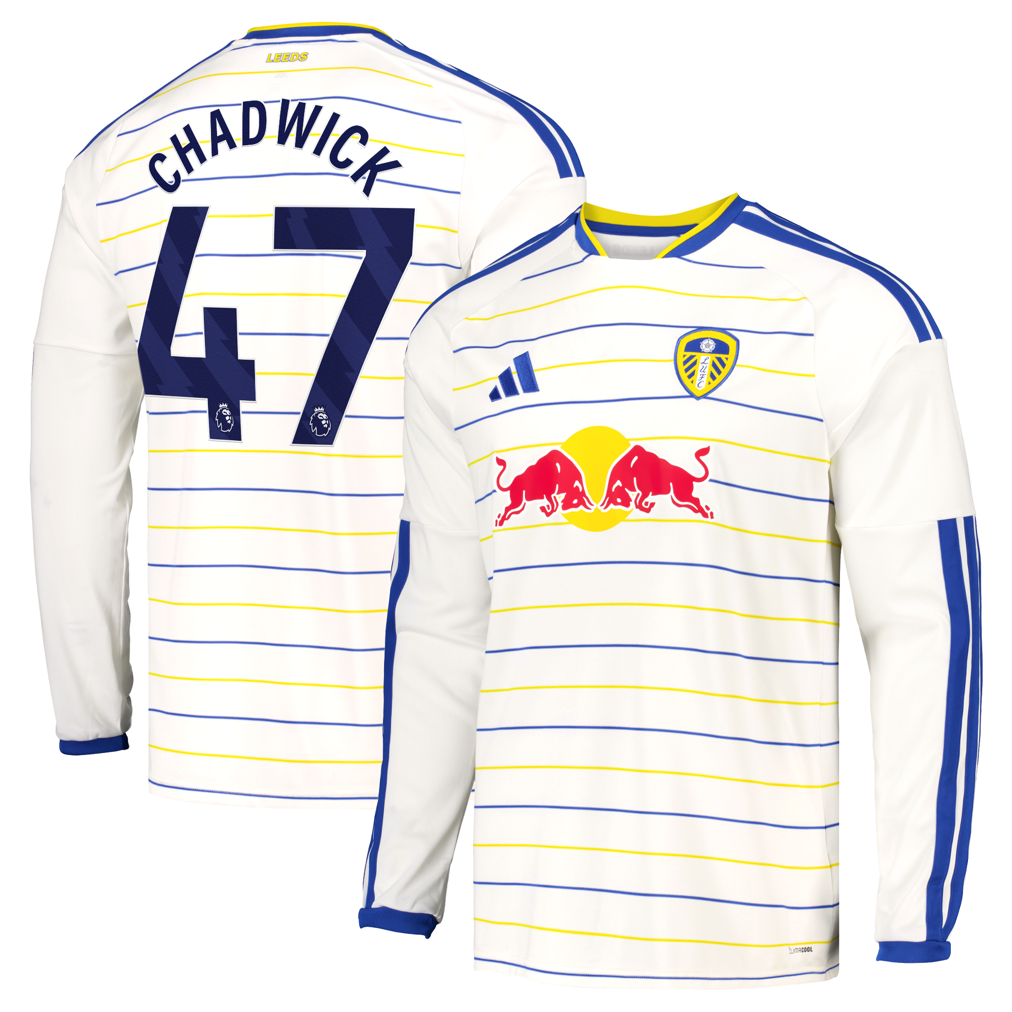 Leeds United adidas Home Shirt 2026-27 - Long Sleeve with Chadwick 47 printing, , rebel_hi-res
