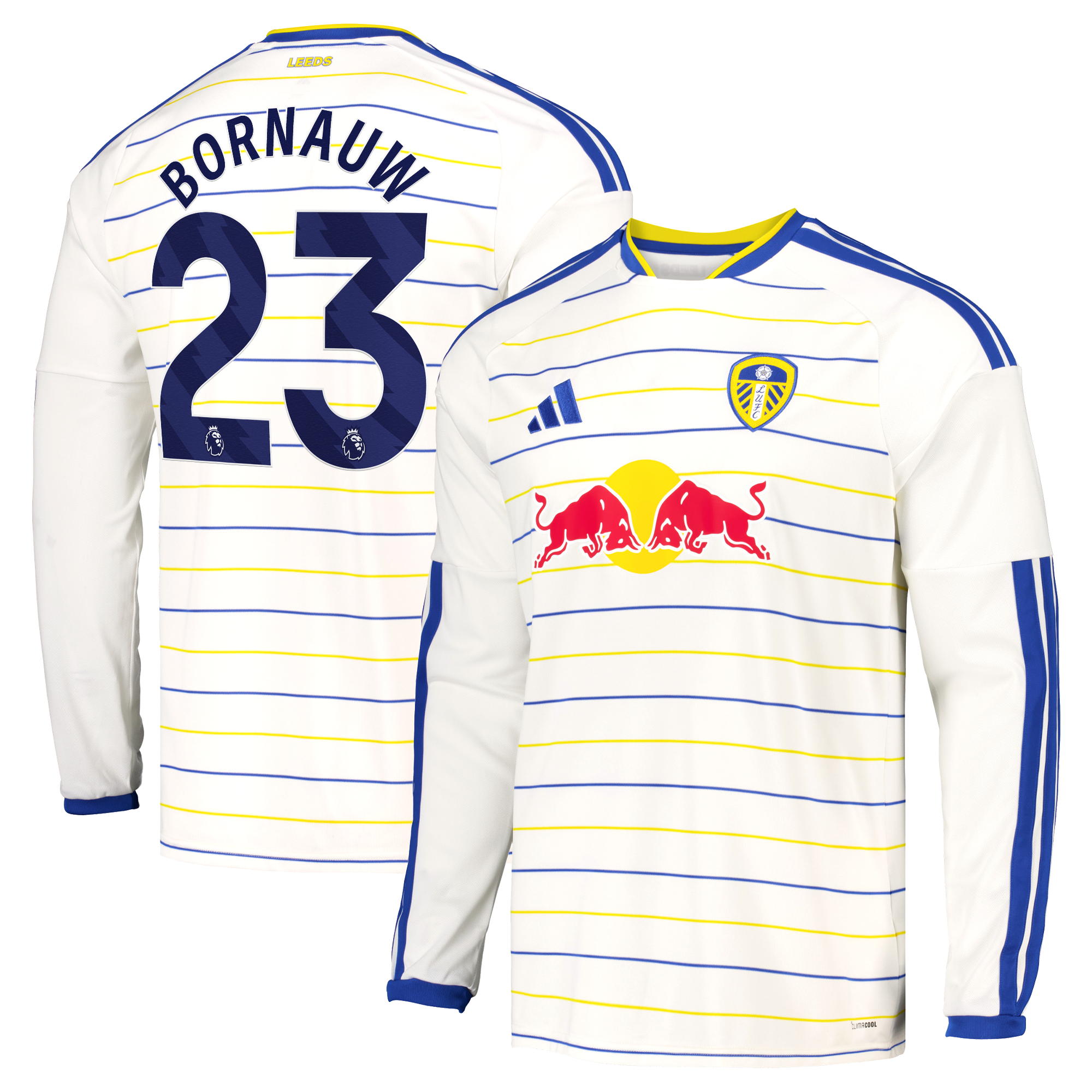 Leeds United adidas Home Shirt 2026-27 - Long Sleeve with Bornauw 23 printing, , rebel_hi-res