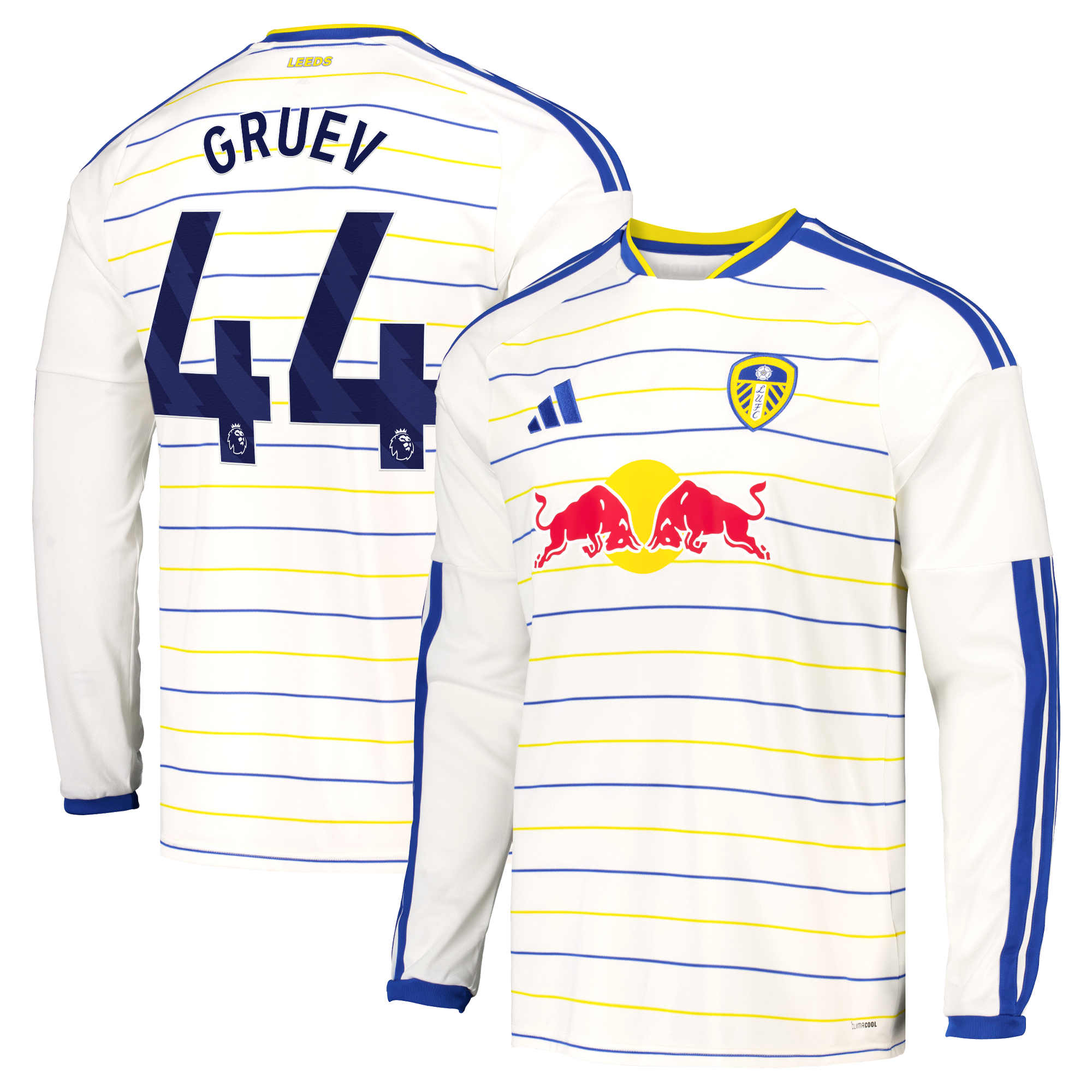 Leeds United adidas Home Shirt 2026-27 - Long Sleeve with Gruev 44 printing, , rebel_hi-res