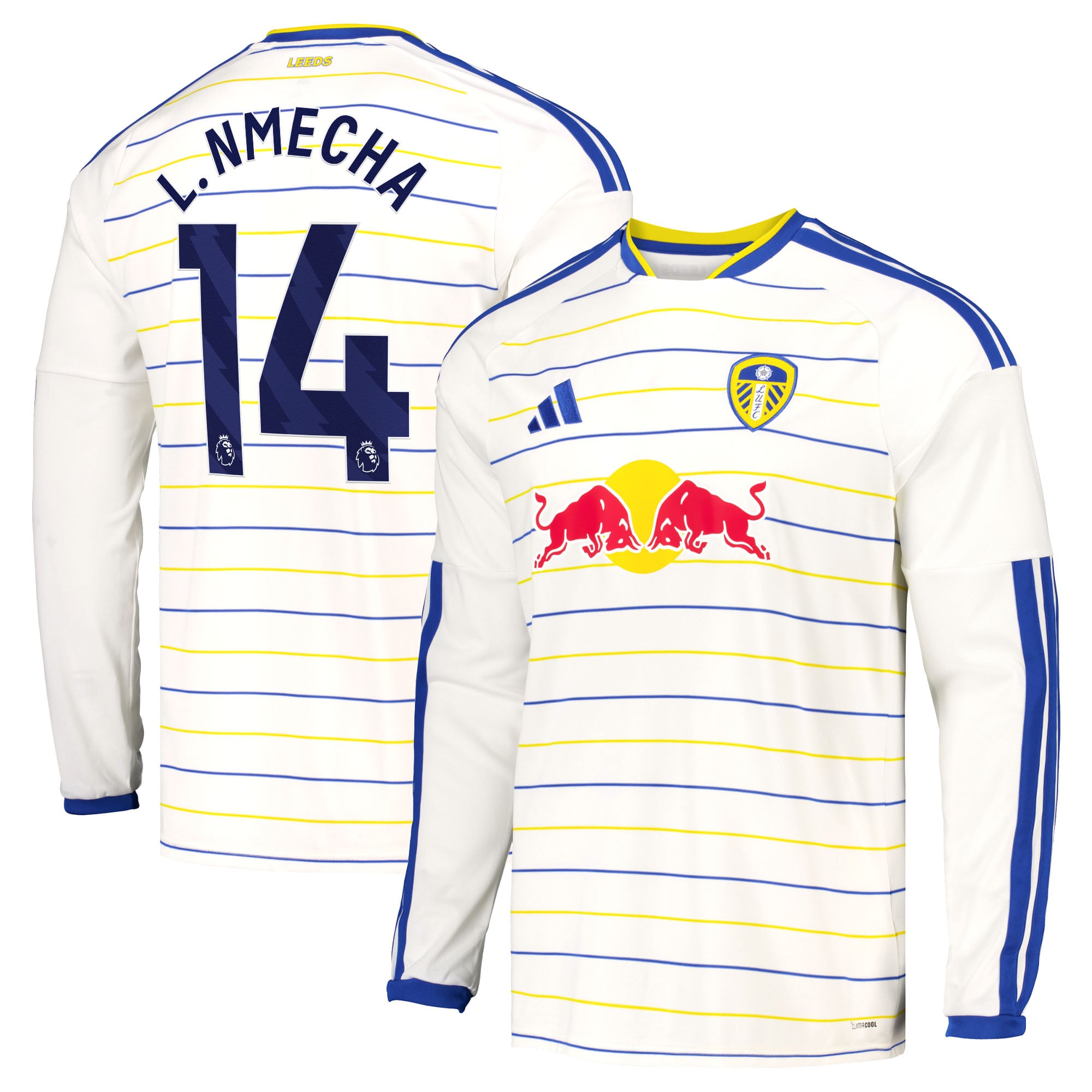 Leeds United adidas Home Shirt 2026-27 - Long Sleeve with L. Nmecha 14 printing, , rebel_hi-res