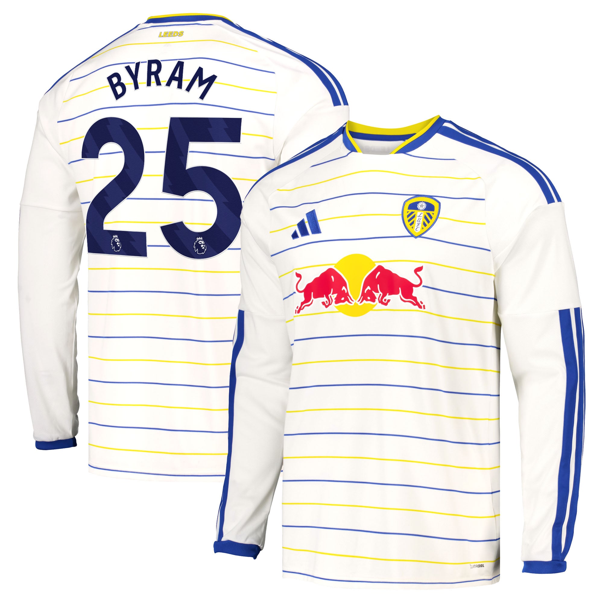 Leeds United adidas Home Shirt 2026-27 - Long Sleeve with Byram 25 printing, , rebel_hi-res
