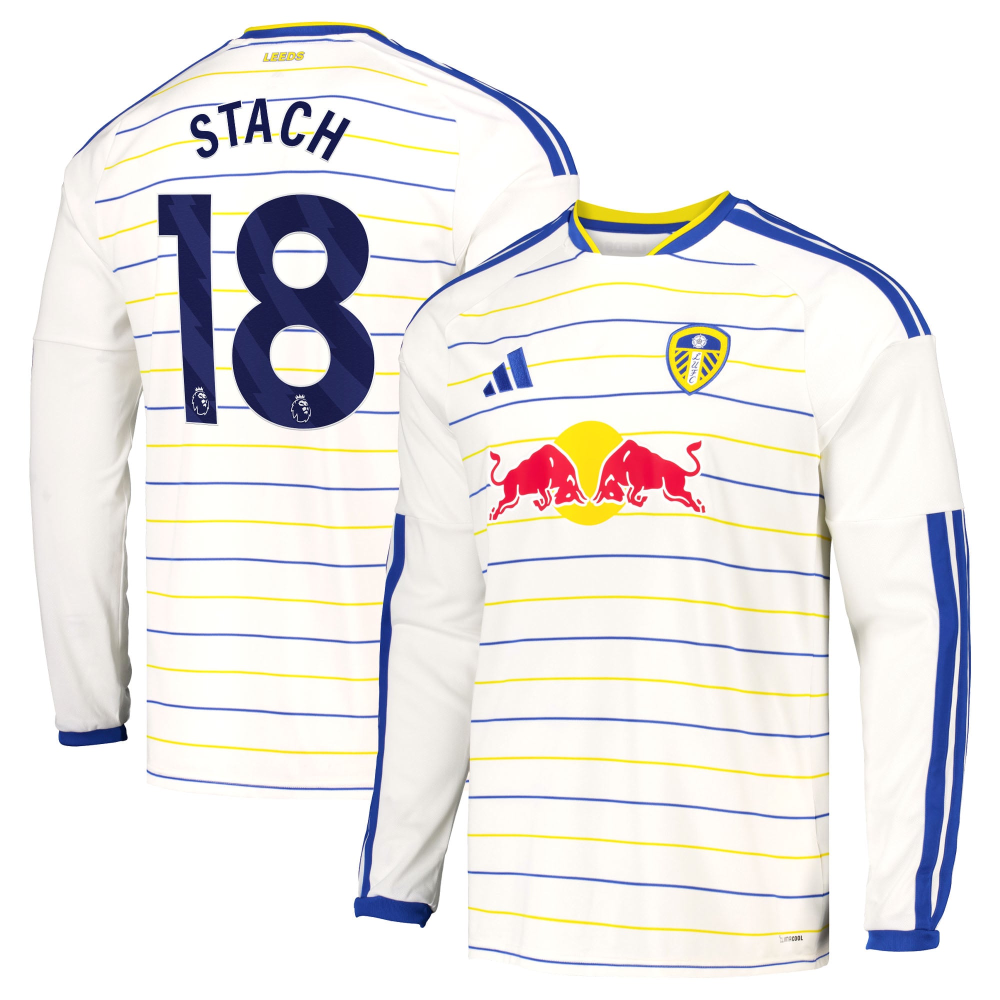 Leeds United adidas Home Shirt 2026-27 - Long Sleeve with Stach 18 printing, , rebel_hi-res