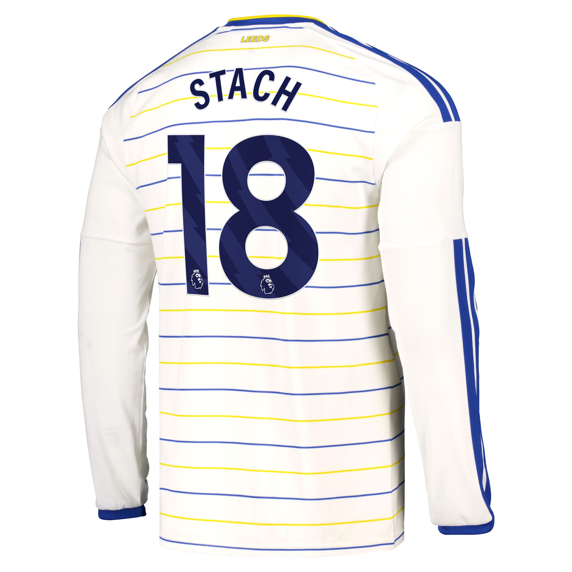 Leeds United adidas Home Shirt 2026-27 - Long Sleeve with Stach 18 printing, , rebel_hi-res