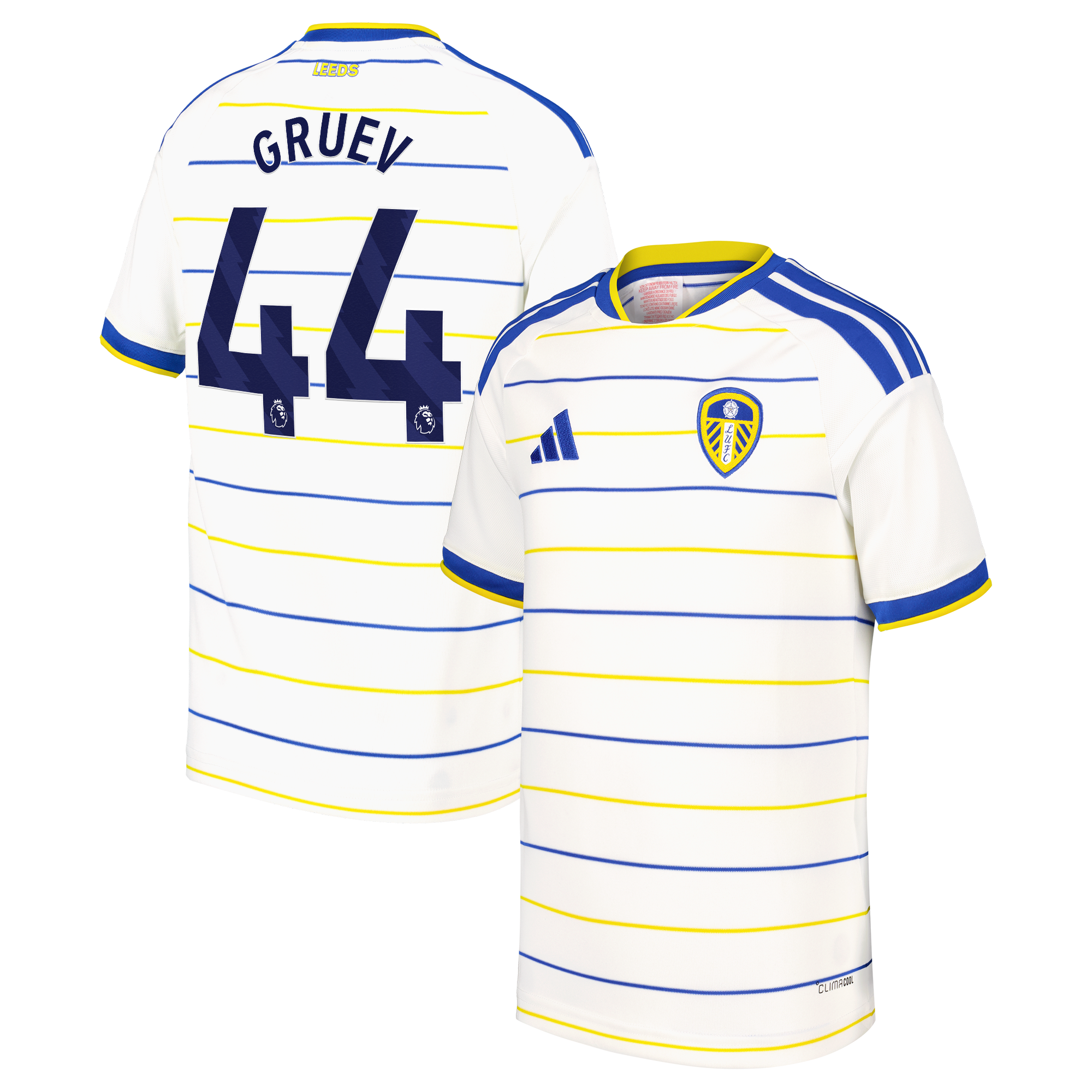 Leeds United adidas Home Shirt 2026-27 - Kids with Gruev 44 printing, , rebel_hi-res
