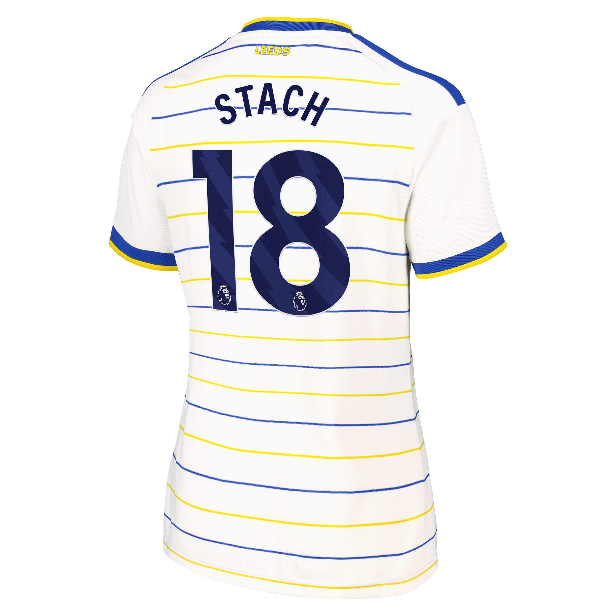 Leeds United adidas Home Shirt 2026-27 - Womens with Stach 18 printing, , rebel_hi-res
