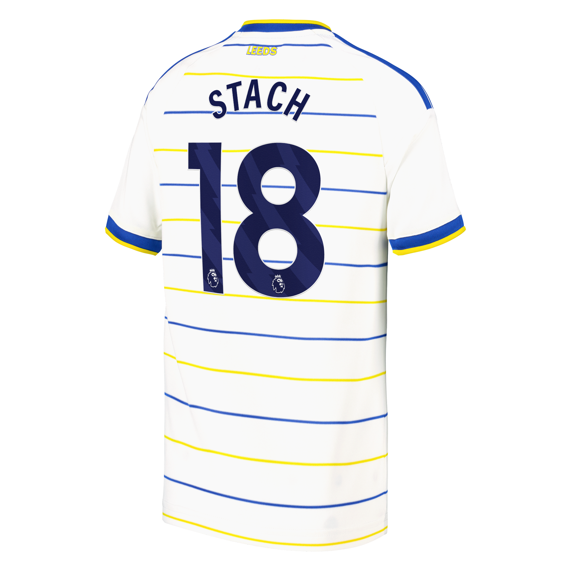 Leeds United adidas Home Shirt 2026-27 - Kids with Stach 18 printing, , rebel_hi-res