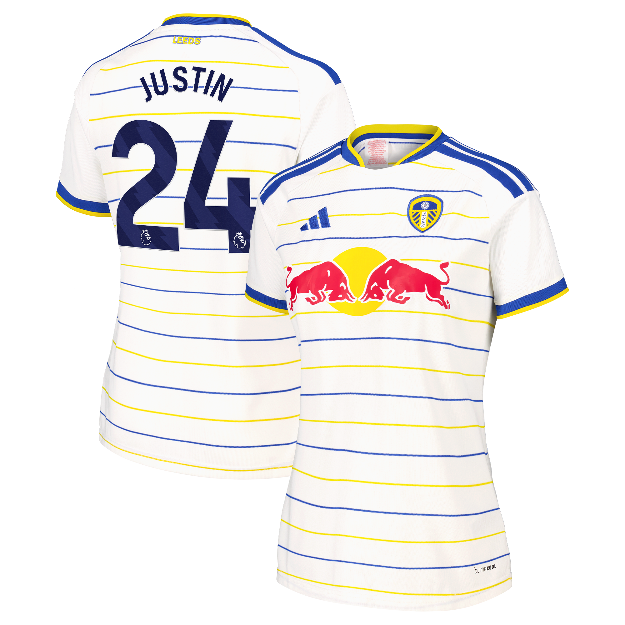 Leeds United adidas Home Shirt 2026-27 - Womens with Justin 24 printing, , rebel_hi-res