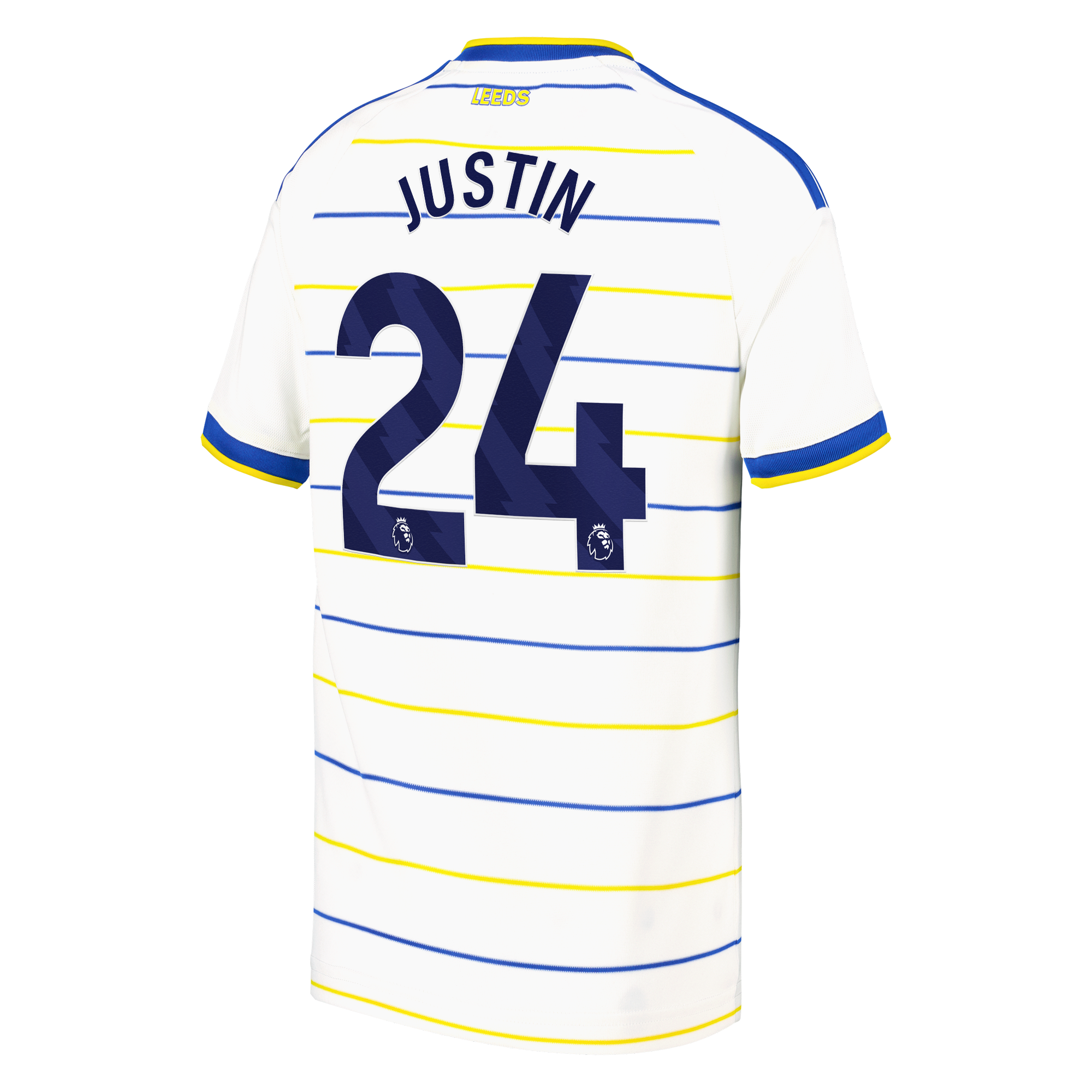 Leeds United adidas Home Shirt 2026-27 - Kids with Justin 24 printing, , rebel_hi-res