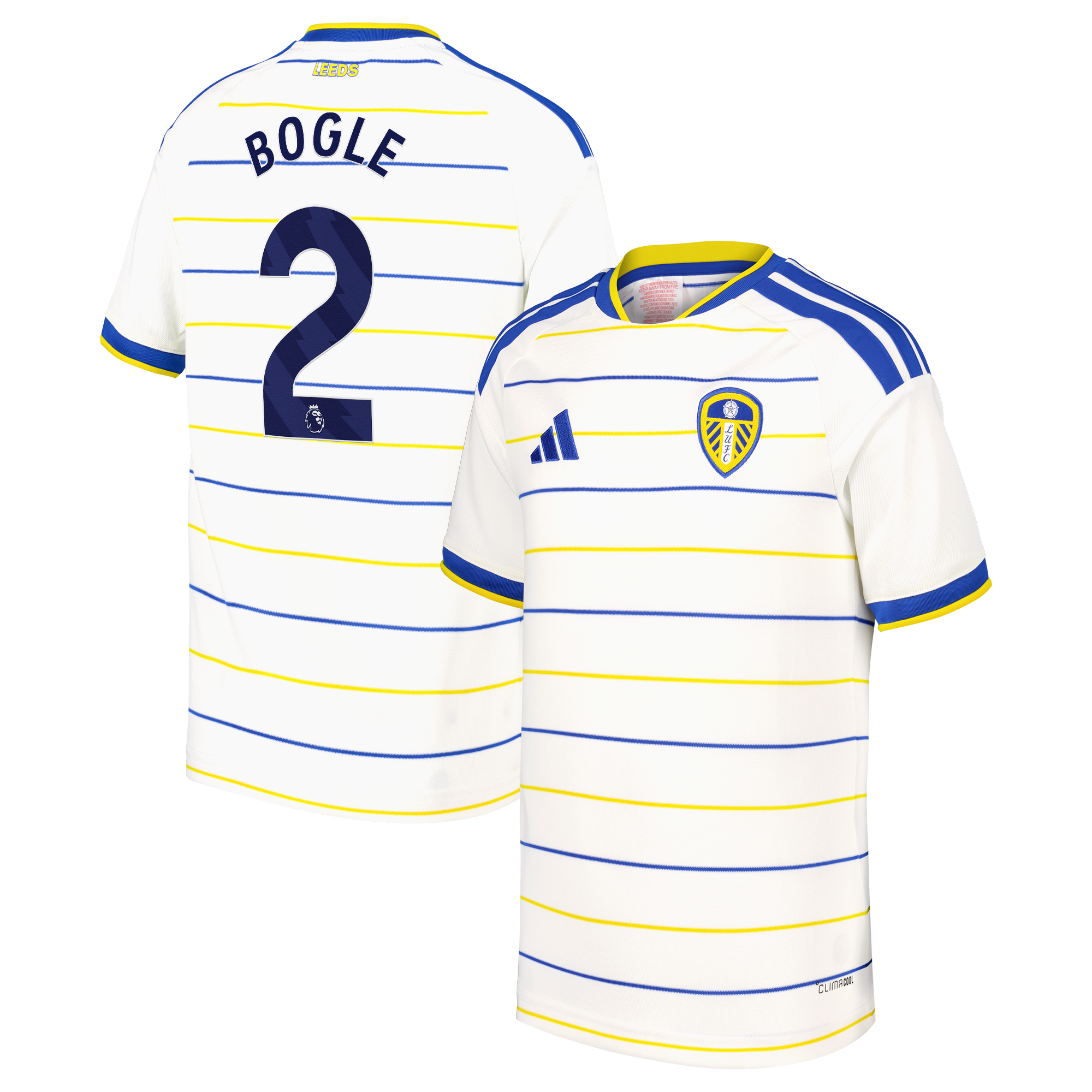 Leeds United adidas Home Shirt 2026-27 - Kids with Bogle 2 printing, , rebel_hi-res