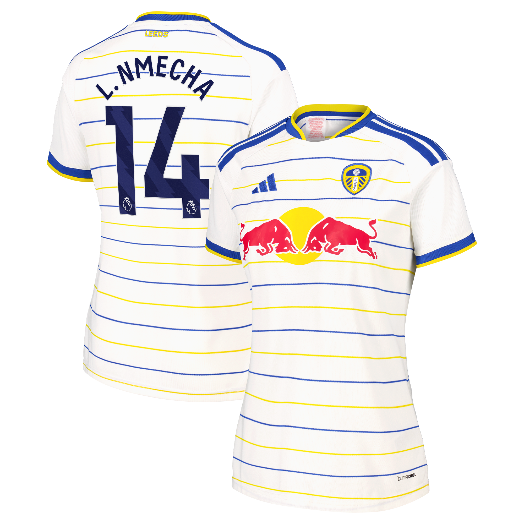 Leeds United adidas Home Shirt 2026-27 - Womens with L. Nmecha 14 printing, , rebel_hi-res