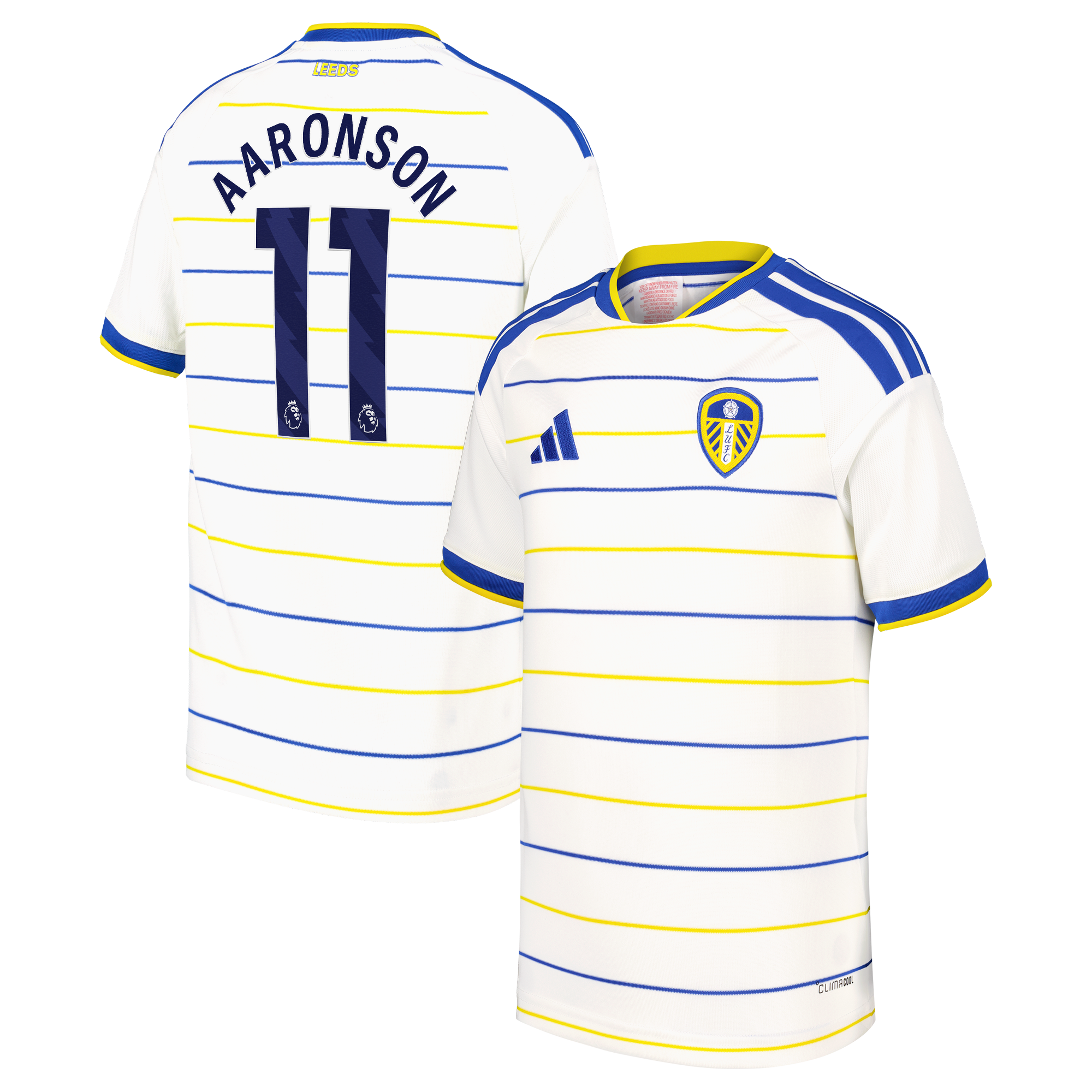 Leeds United adidas Home Shirt 2026-27 - Kids with Aaronson 11 printing, , rebel_hi-res