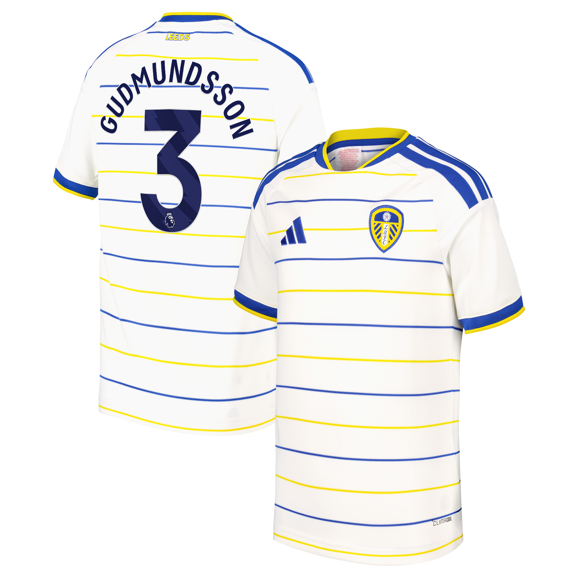 Leeds United adidas Home Shirt 2026-27 - Kids with Gudmundsson 3 printing, , rebel_hi-res