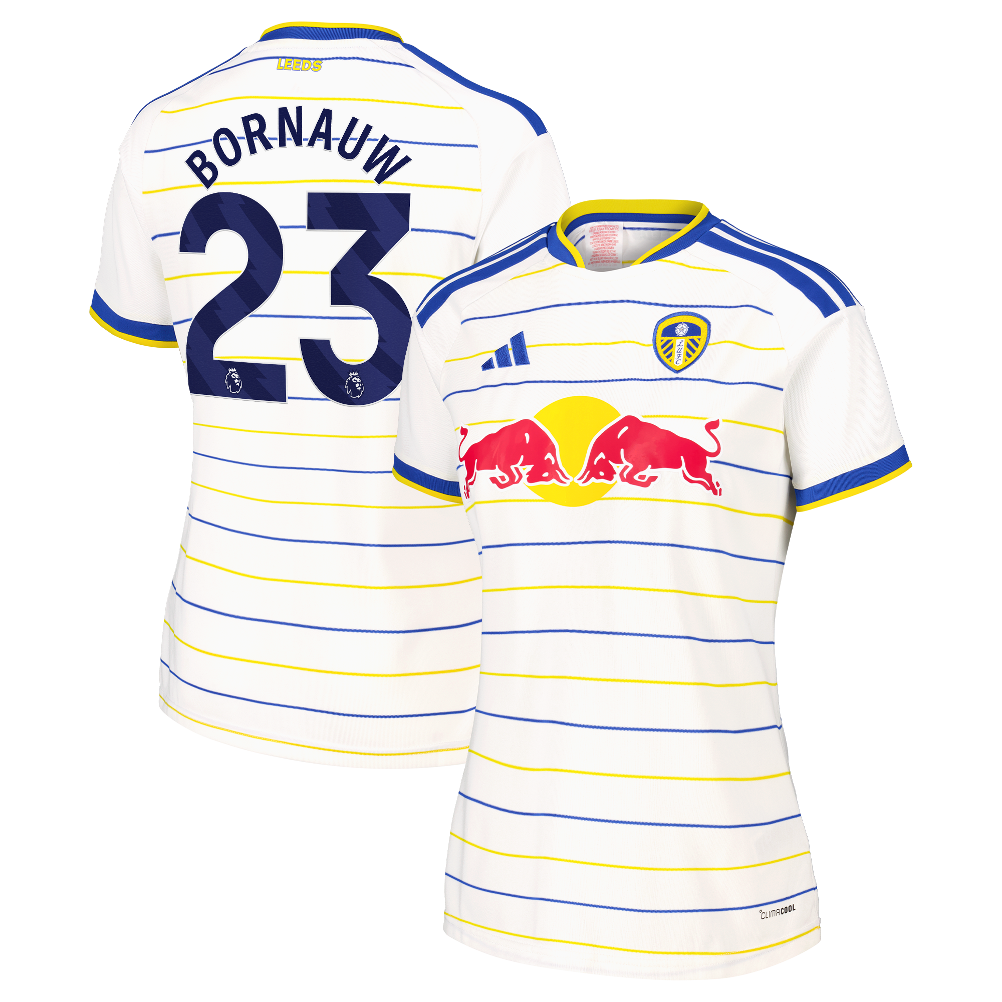 Leeds United adidas Home Shirt 2026-27 - Womens with Bornauw 23 printing, , rebel_hi-res