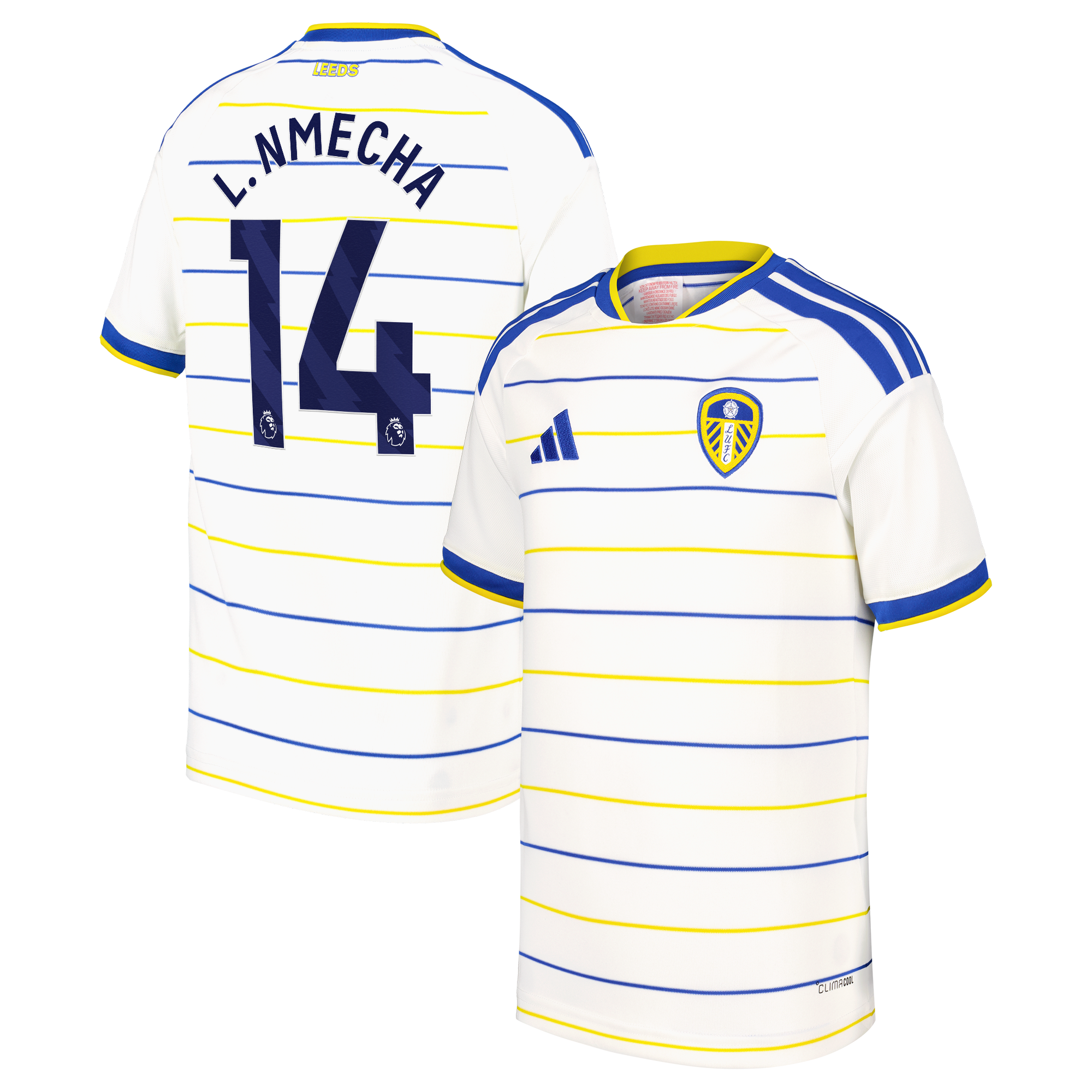 Leeds United adidas Home Shirt 2026-27 - Kids with L. Nmecha 14 printing, , rebel_hi-res