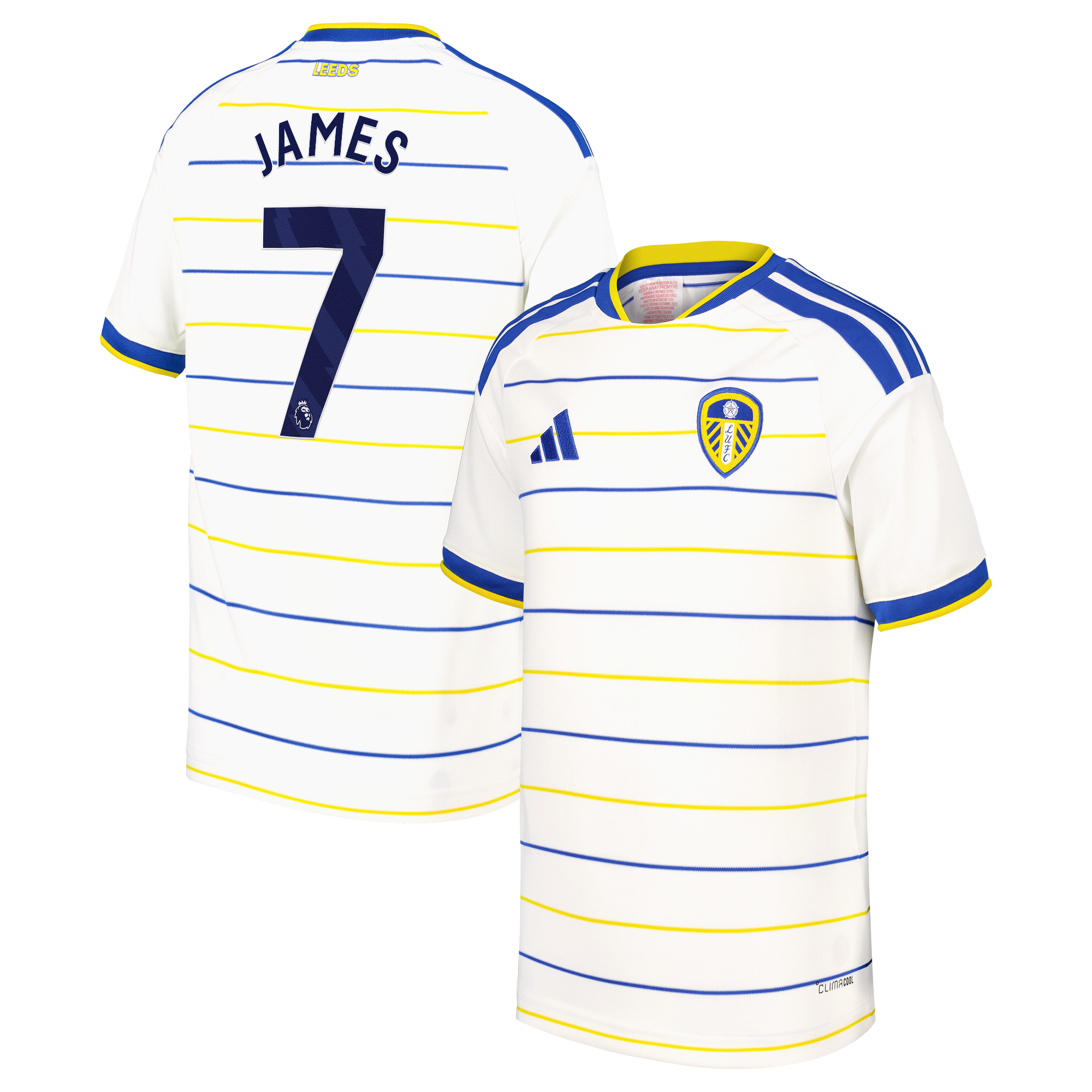 Leeds United adidas Home Shirt 2026-27 - Kids with James 7 printing, , rebel_hi-res