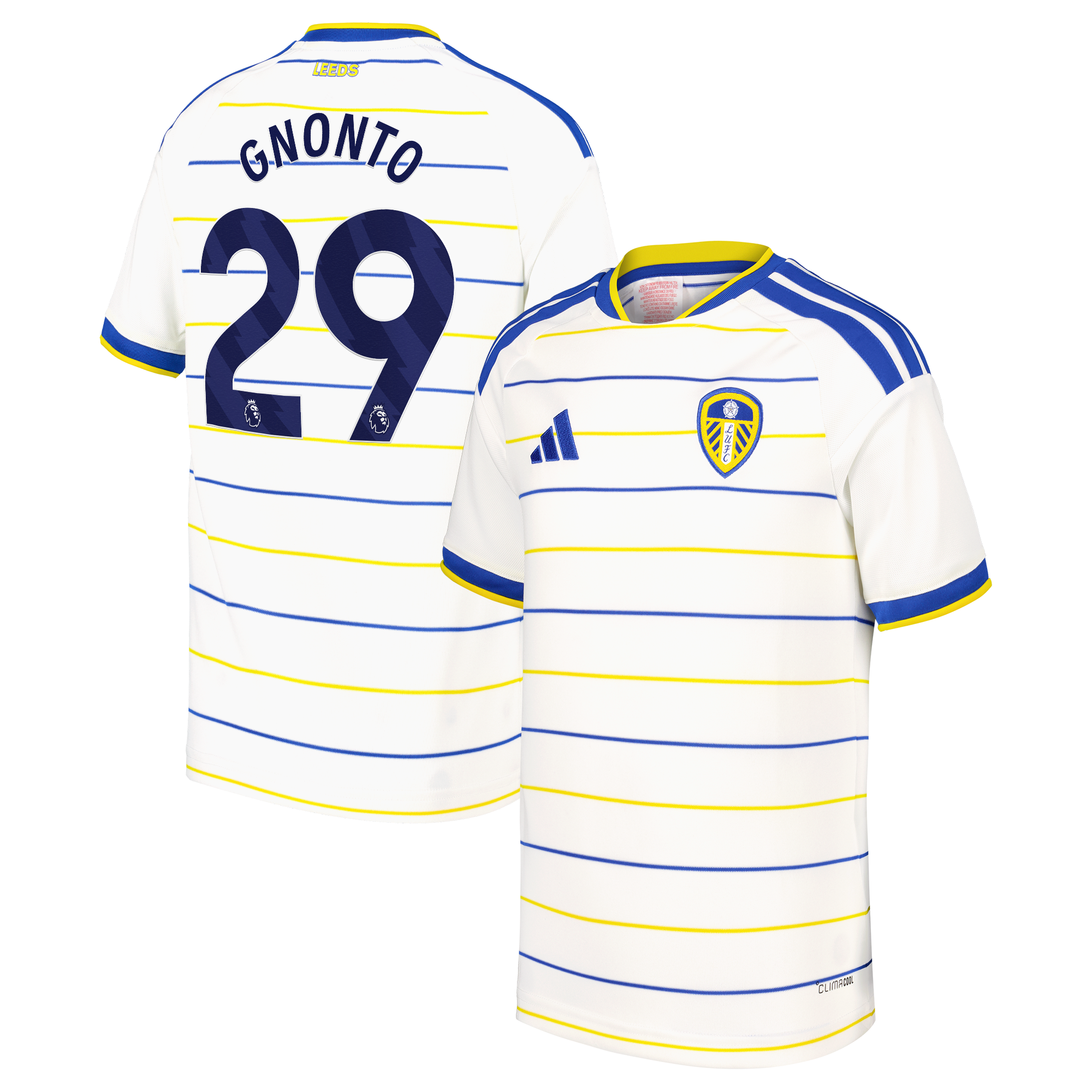 Leeds United adidas Home Shirt 2026-27 - Kids with Gnonto 29 printing, , rebel_hi-res