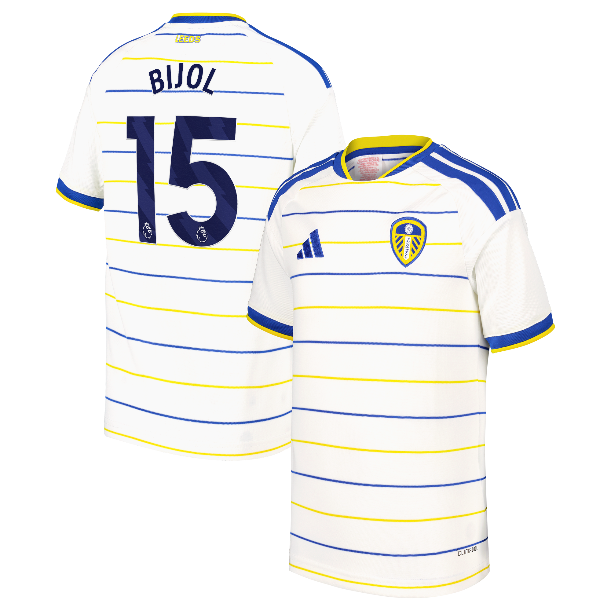 Leeds United adidas Home Shirt 2026-27 - Kids with Bijol 15 printing, , rebel_hi-res