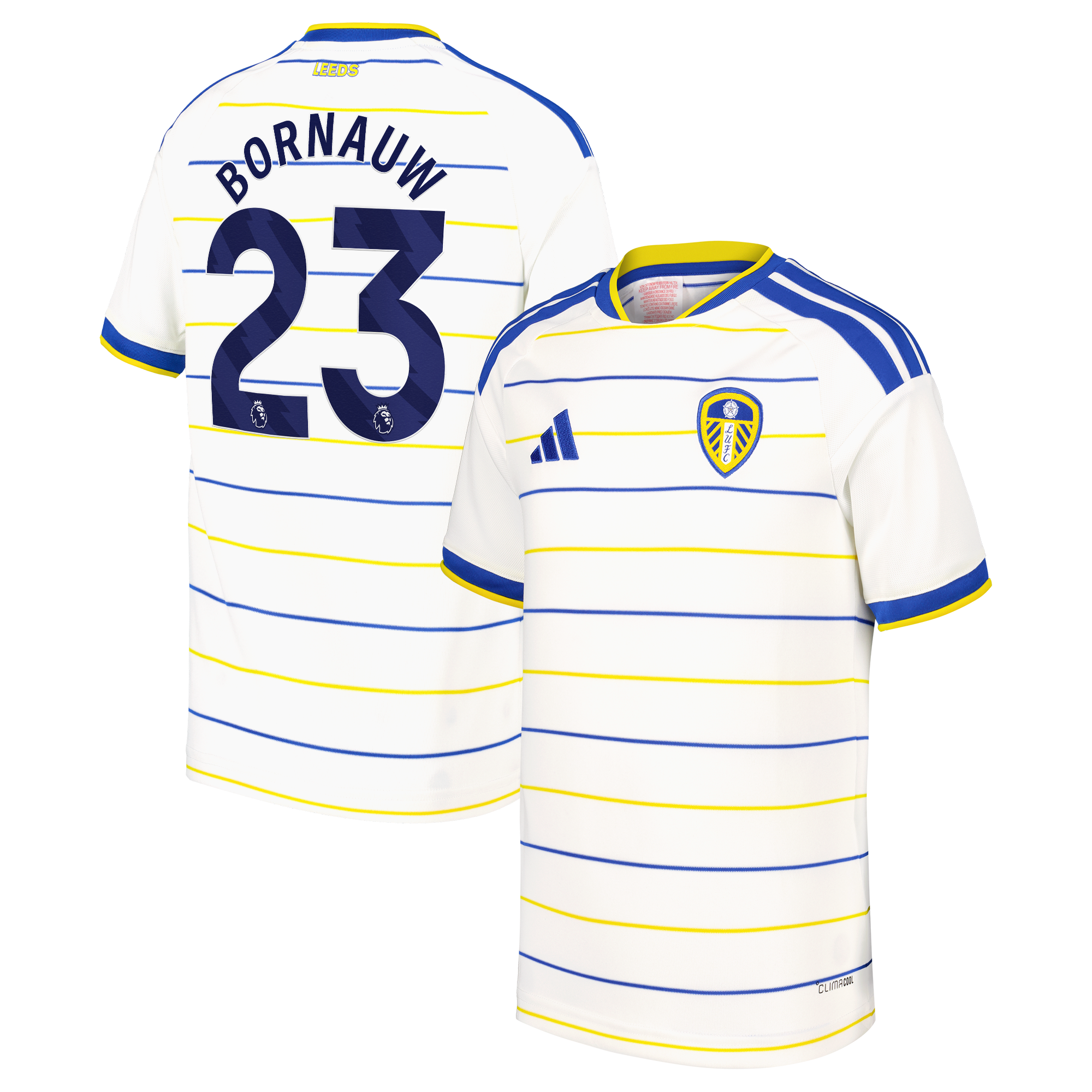 Leeds United adidas Home Shirt 2026-27 - Kids with Bornauw 23 printing, , rebel_hi-res