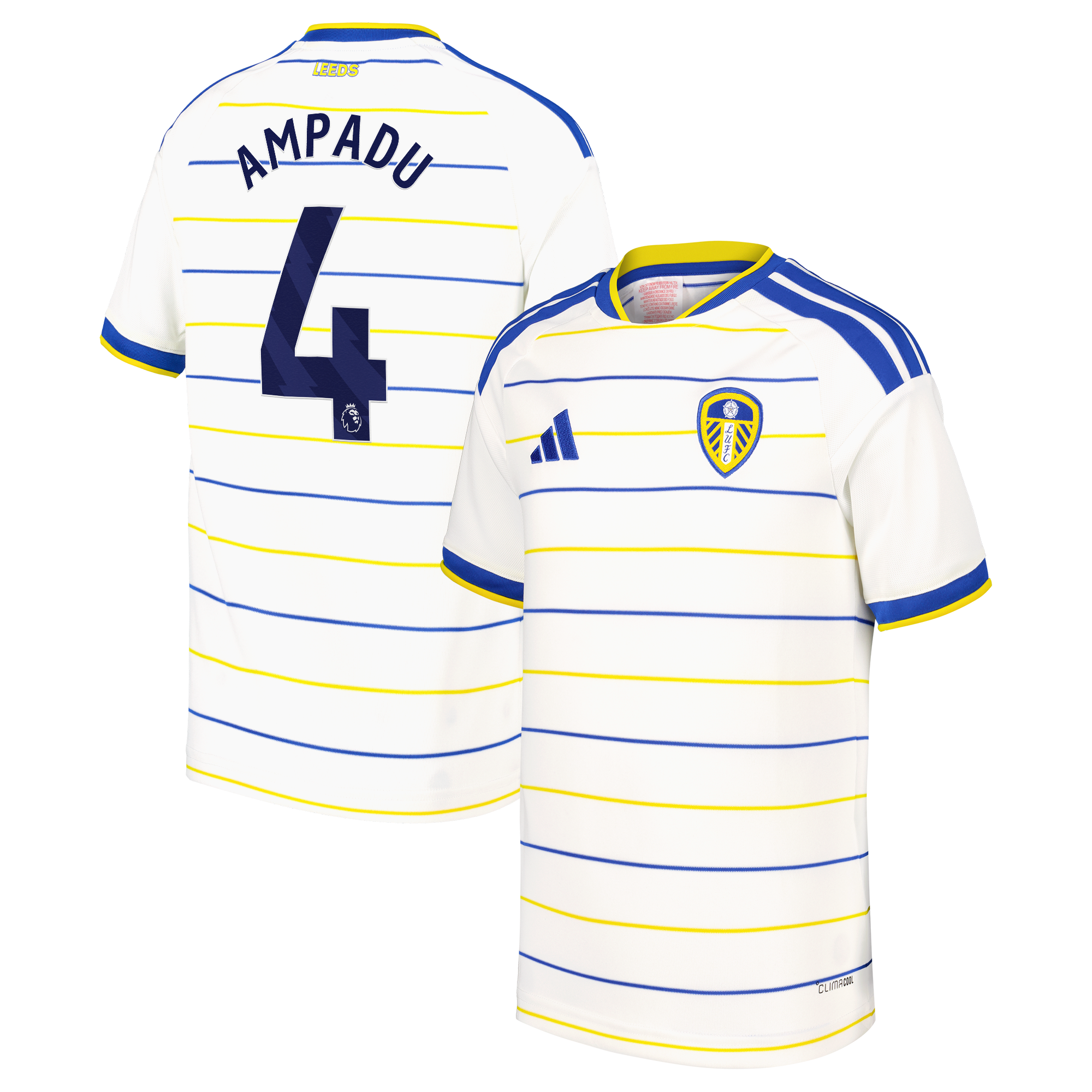 Leeds United adidas Home Shirt 2026-27 - Kids with Ampadu 4 printing, , rebel_hi-res