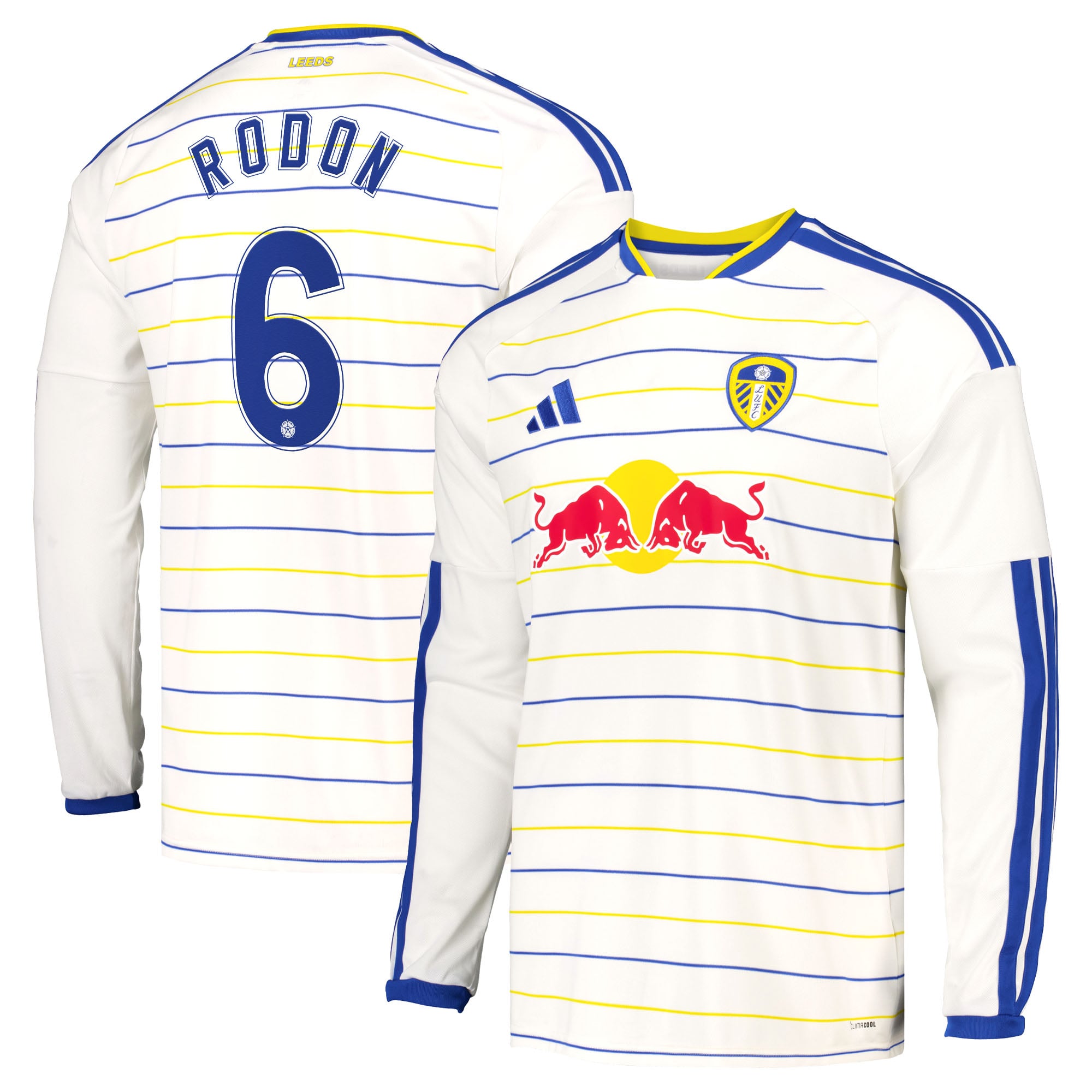 Leeds United adidas Home Shirt 2026-27 - Long Sleeve with Rodon 6 Cup printing, , rebel_hi-res