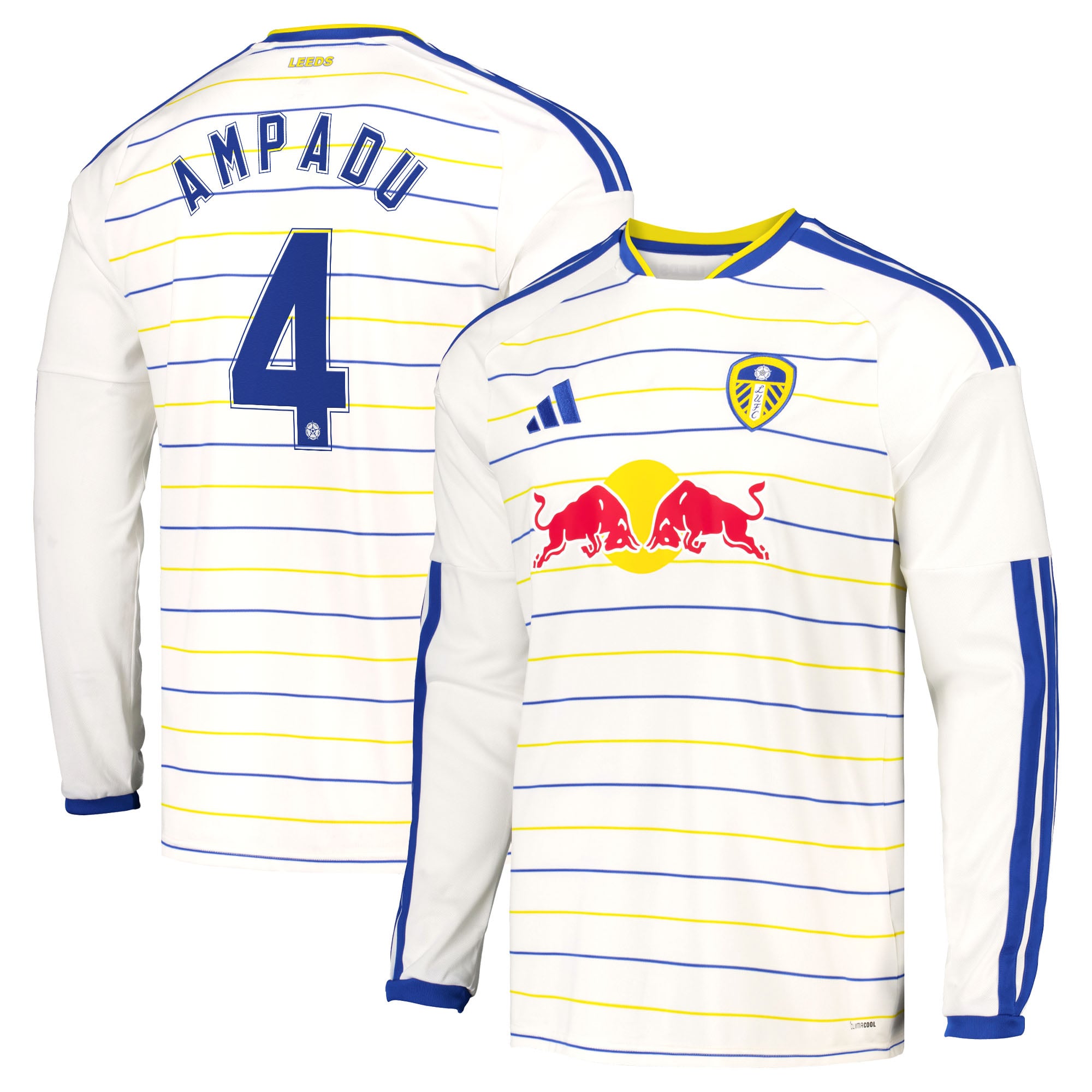 Leeds United adidas Home Shirt 2026-27 - Long Sleeve with Ampadu 4 Cup printing, , rebel_hi-res
