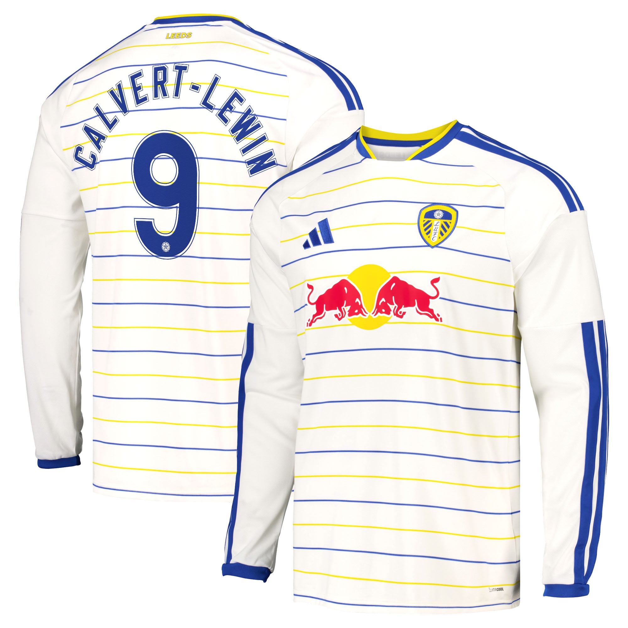 Leeds United adidas Home Shirt 2026-27 - Long Sleeve with Calvert-Lewin 9 Cup printing, , rebel_hi-res