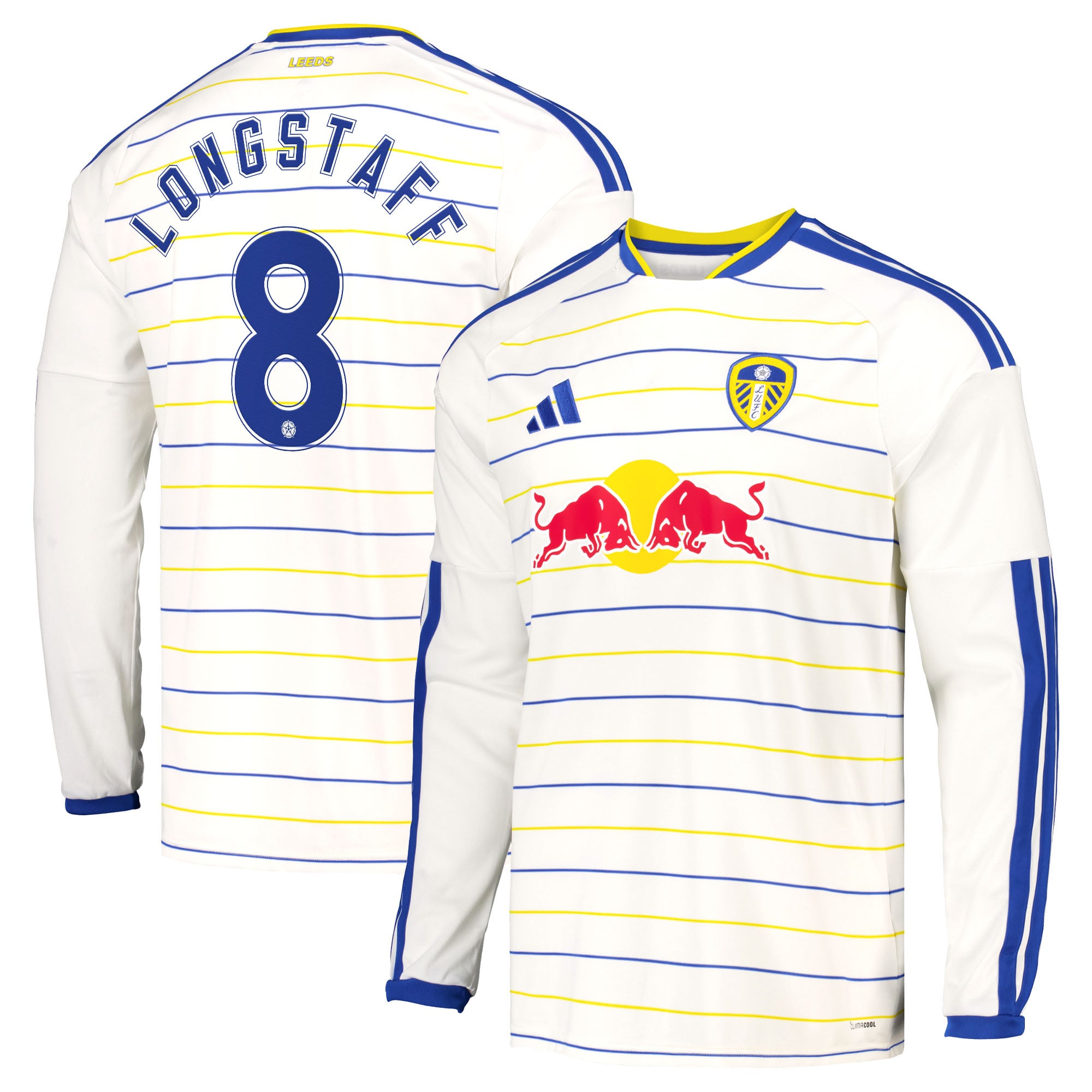 Leeds United adidas Home Shirt 2026-27 - Long Sleeve with Longstaff 8 Cup printing, , rebel_hi-res