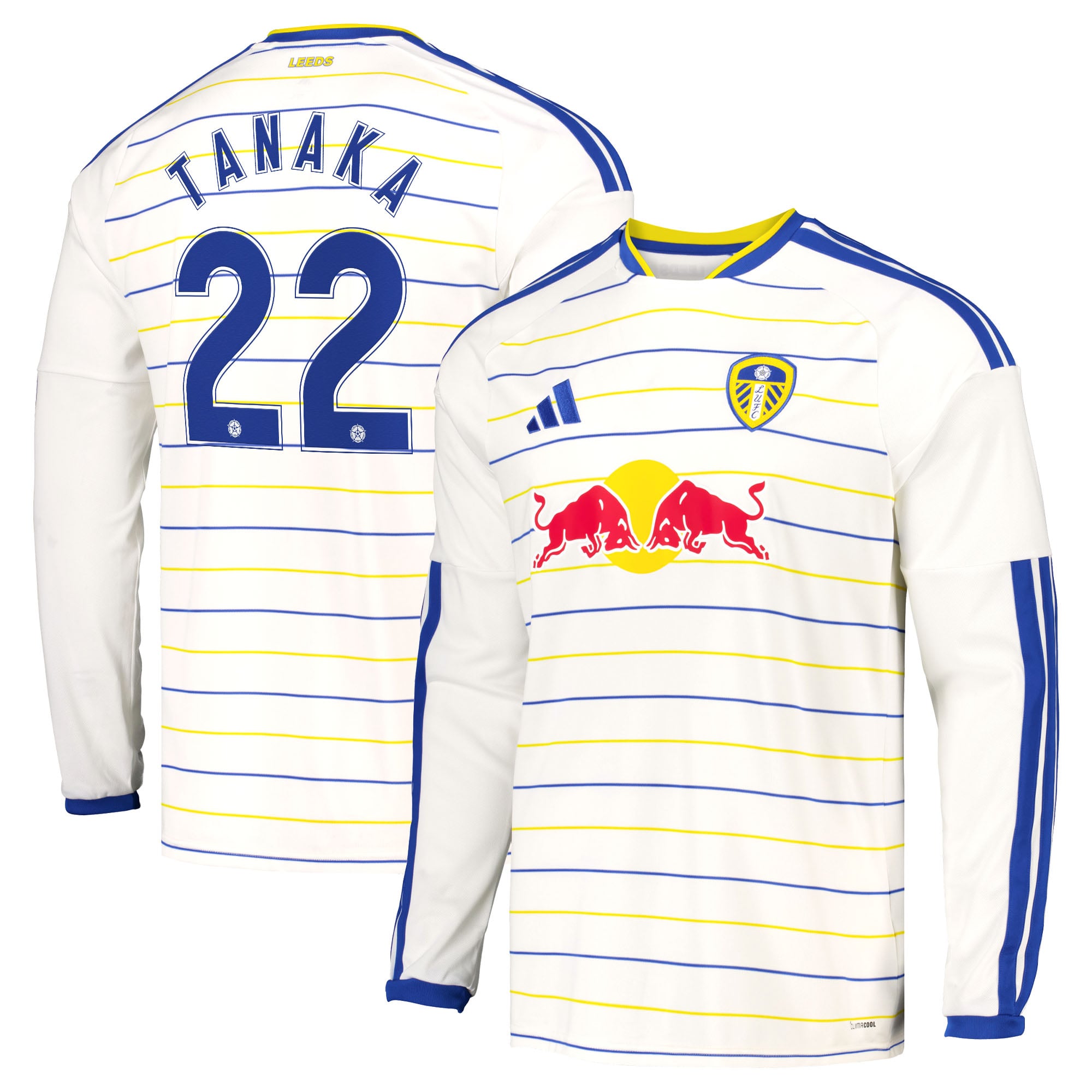 Leeds United adidas Home Shirt 2026-27 - Long Sleeve with Tanaka 22 Cup printing, , rebel_hi-res