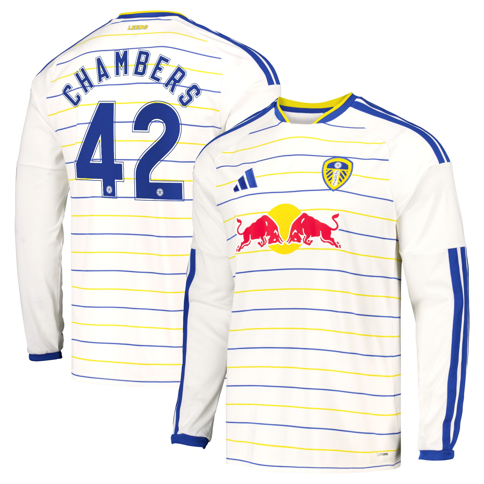 Leeds United adidas Home Shirt 2026-27 - Long Sleeve with Chambers 42 Cup printing, , rebel_hi-res