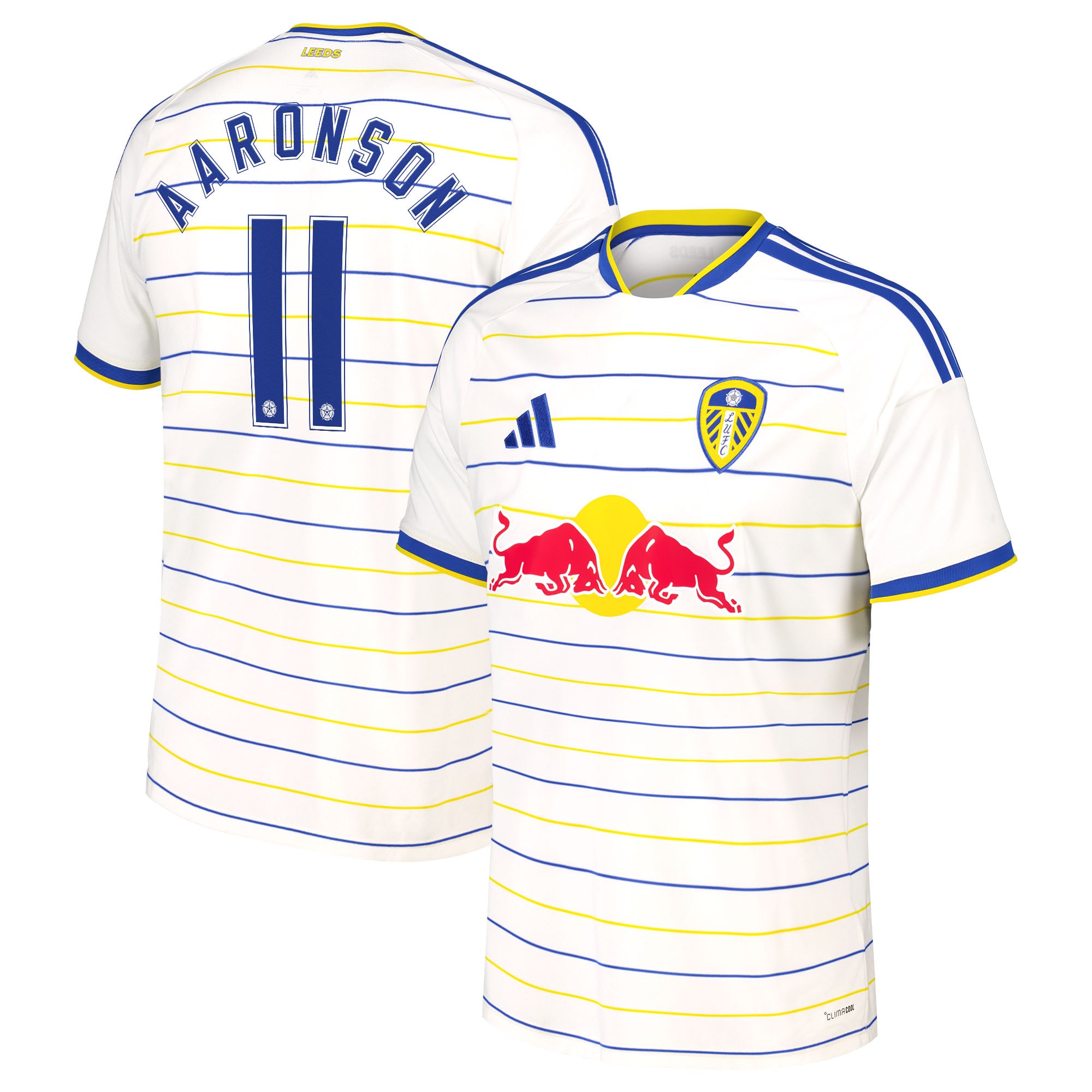 Leeds United adidas Home Shirt 2026-27 with Aaronson 11 Cup printing, , rebel_hi-res