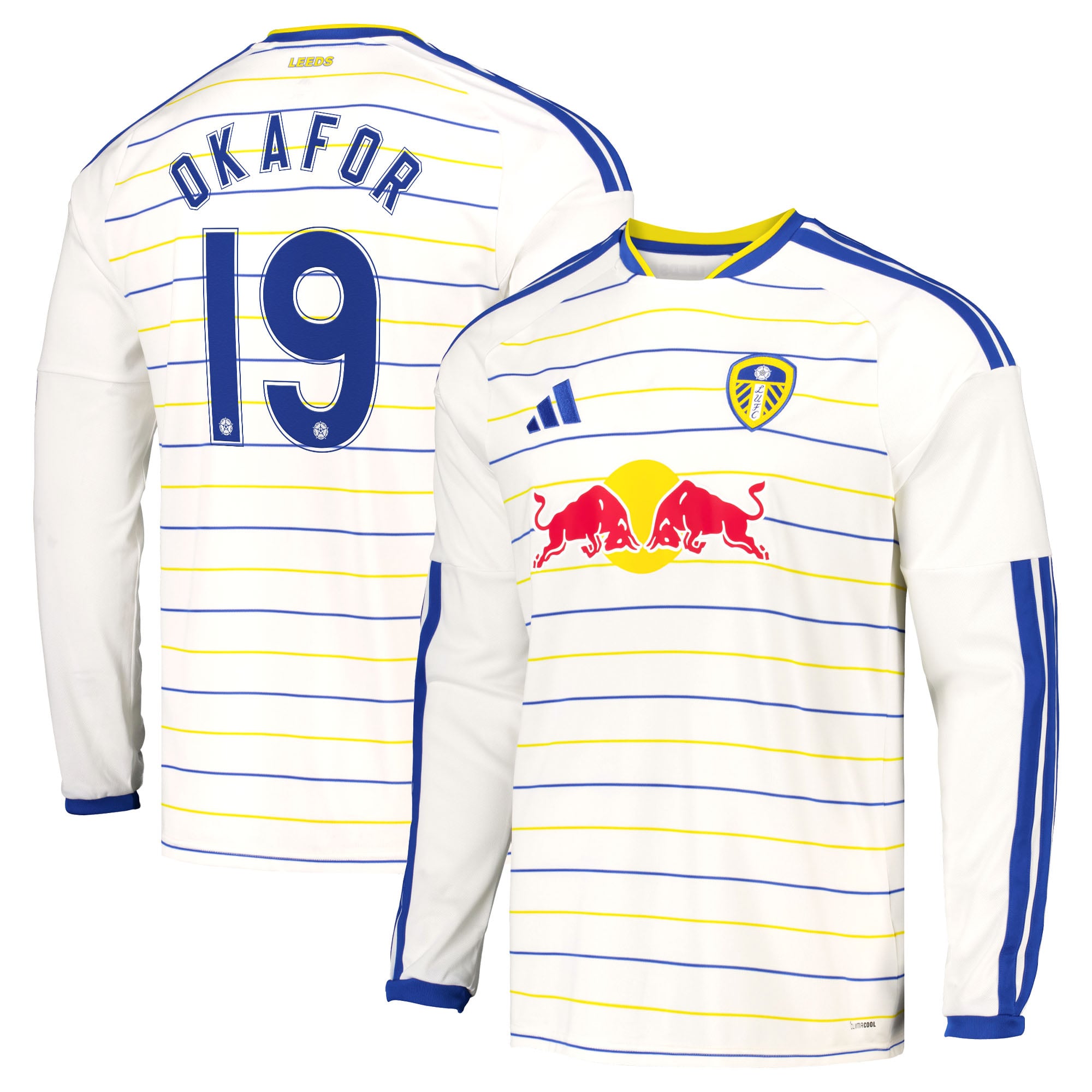 Leeds United adidas Home Shirt 2026-27 - Long Sleeve with Okafor 19 Cup printing, , rebel_hi-res