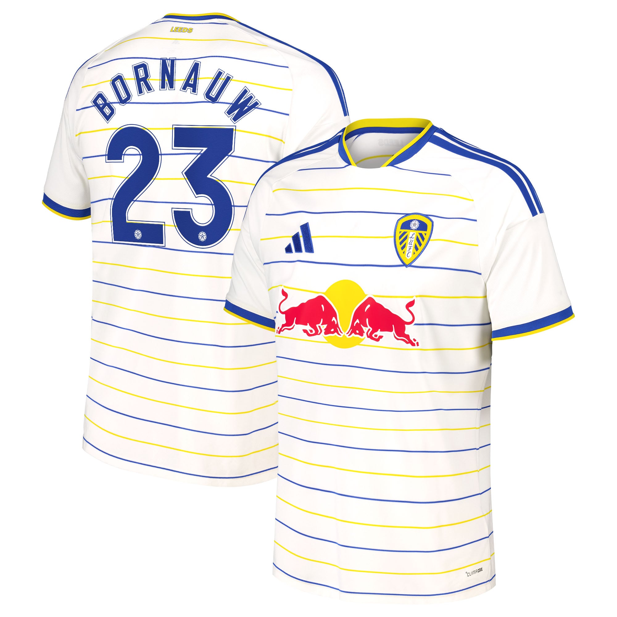 Leeds United adidas Home Shirt 2026-27 with Bornauw 23 Cup printing, , rebel_hi-res