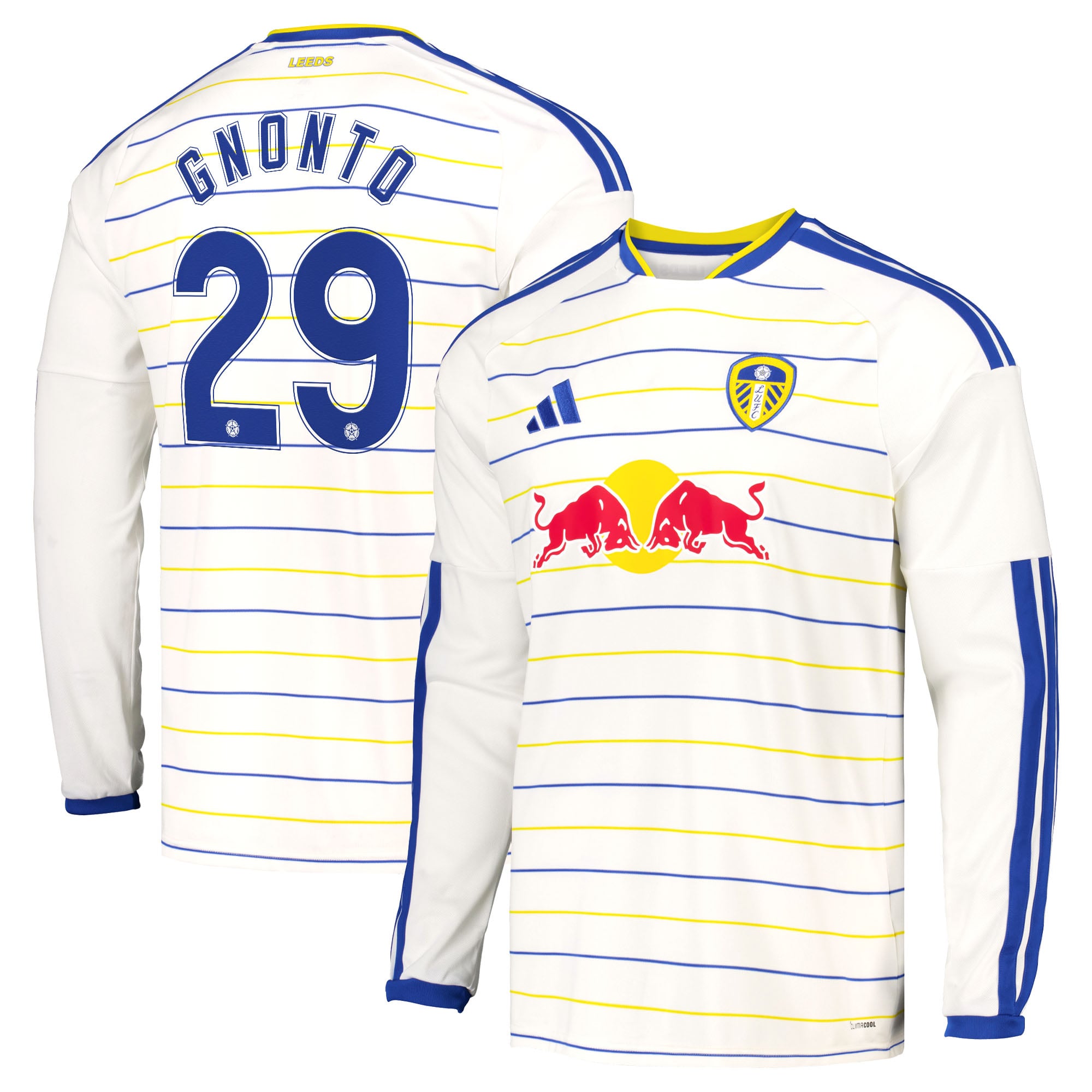 Leeds United adidas Home Shirt 2026-27 - Long Sleeve with Gnonto 29 Cup printing, , rebel_hi-res