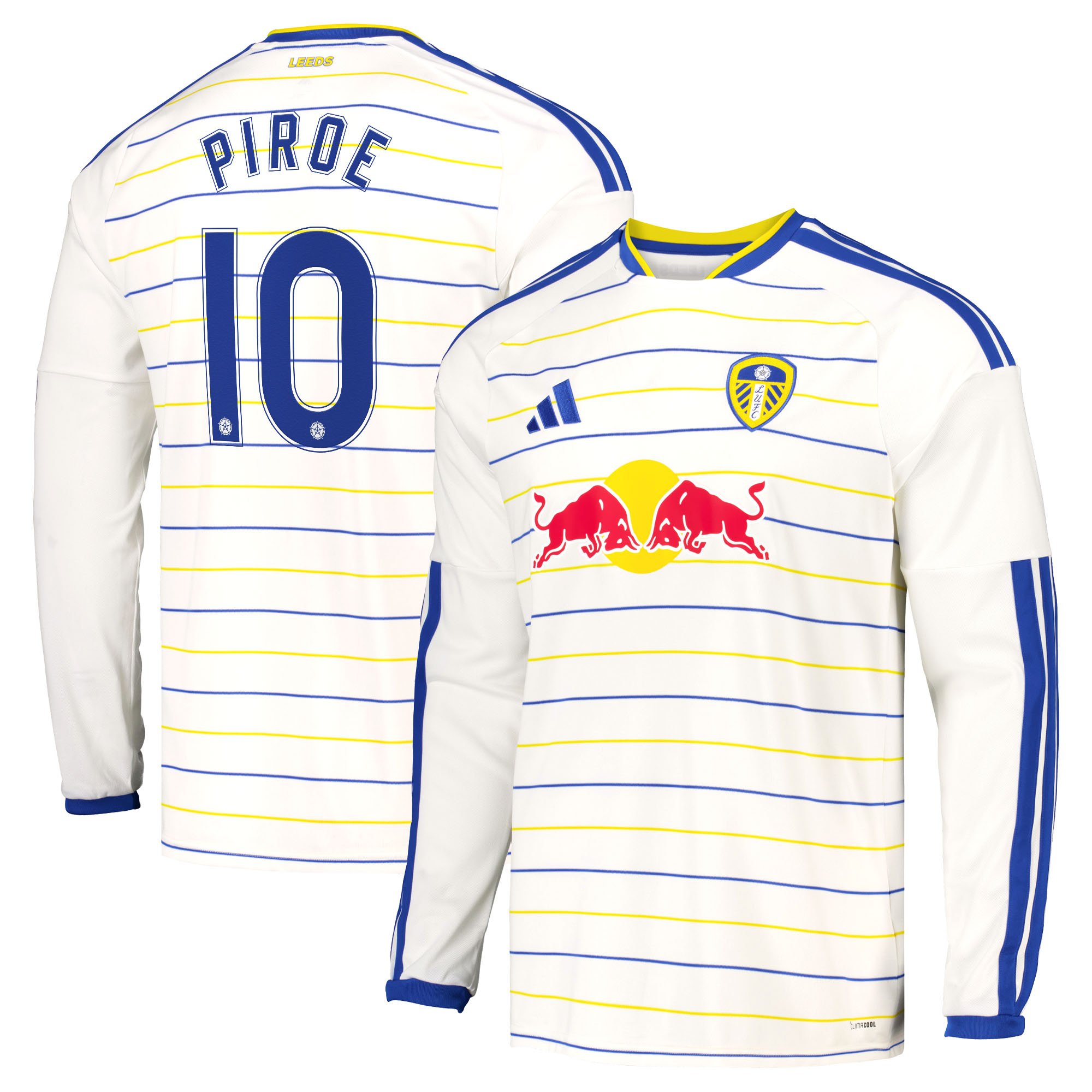 Leeds United adidas Home Shirt 2026-27 - Long Sleeve with Piroe 10 Cup printing, , rebel_hi-res