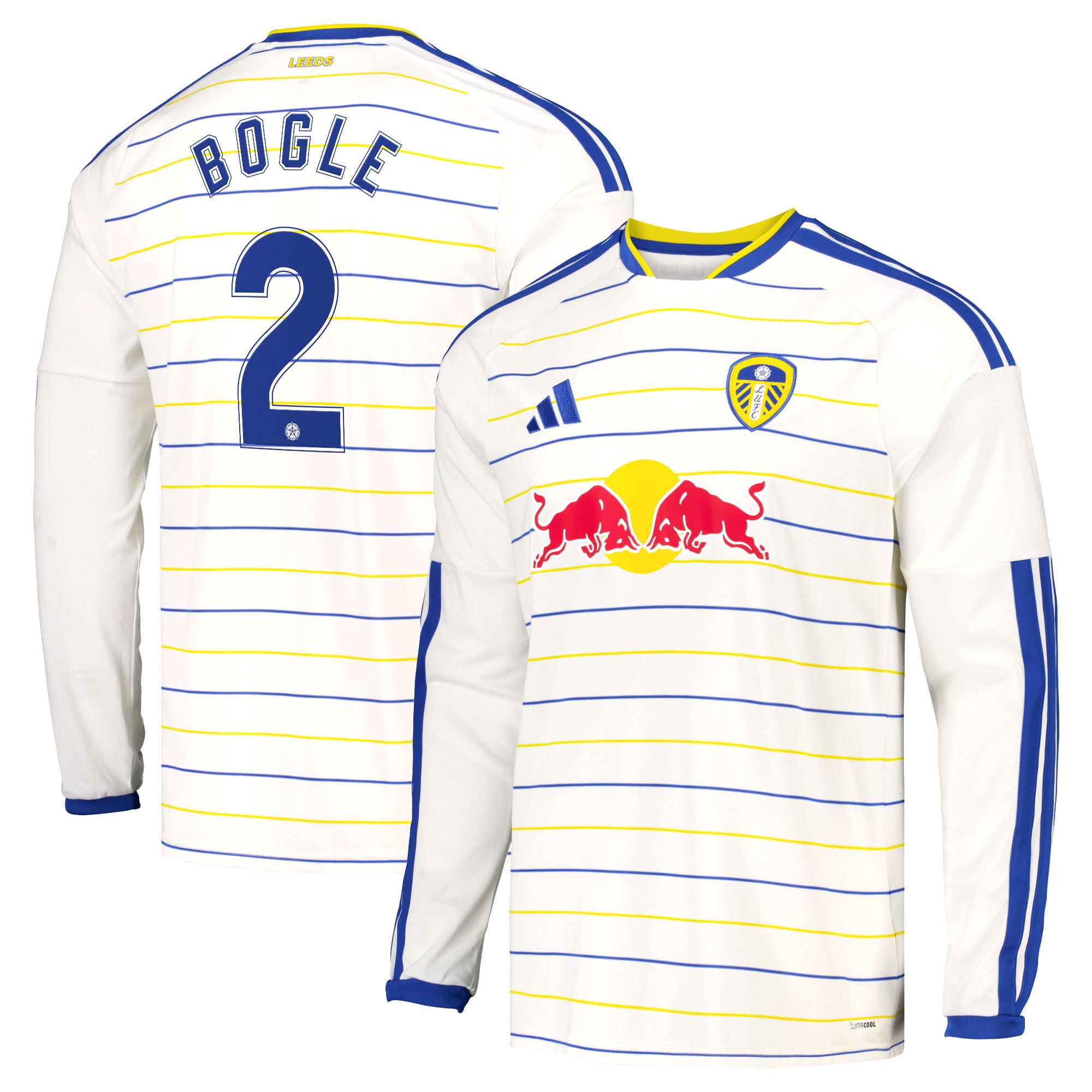 Leeds United adidas Home Shirt 2026-27 - Long Sleeve with Bogle 2 Cup printing, , rebel_hi-res