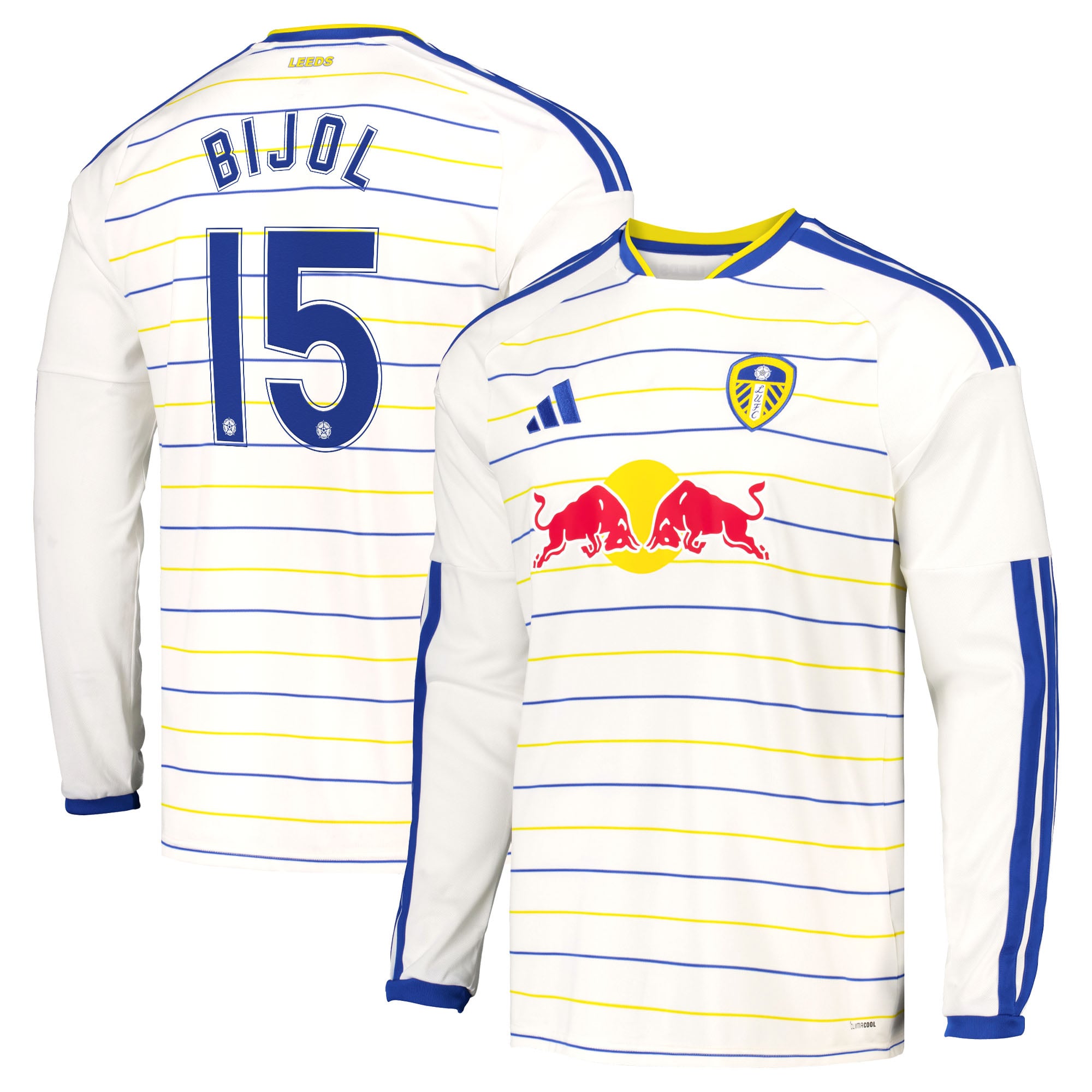 Leeds United adidas Home Shirt 2026-27 - Long Sleeve with Bijol 15 Cup printing, , rebel_hi-res