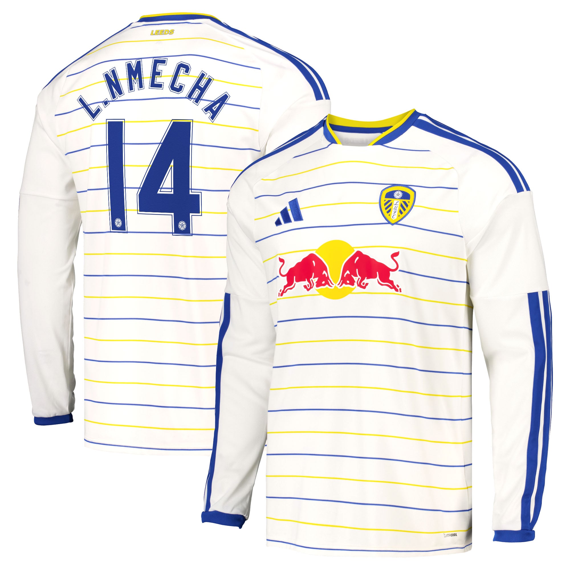 Leeds United adidas Home Shirt 2026-27 - Long Sleeve with L. Nmecha 14 Cup printing, , rebel_hi-res