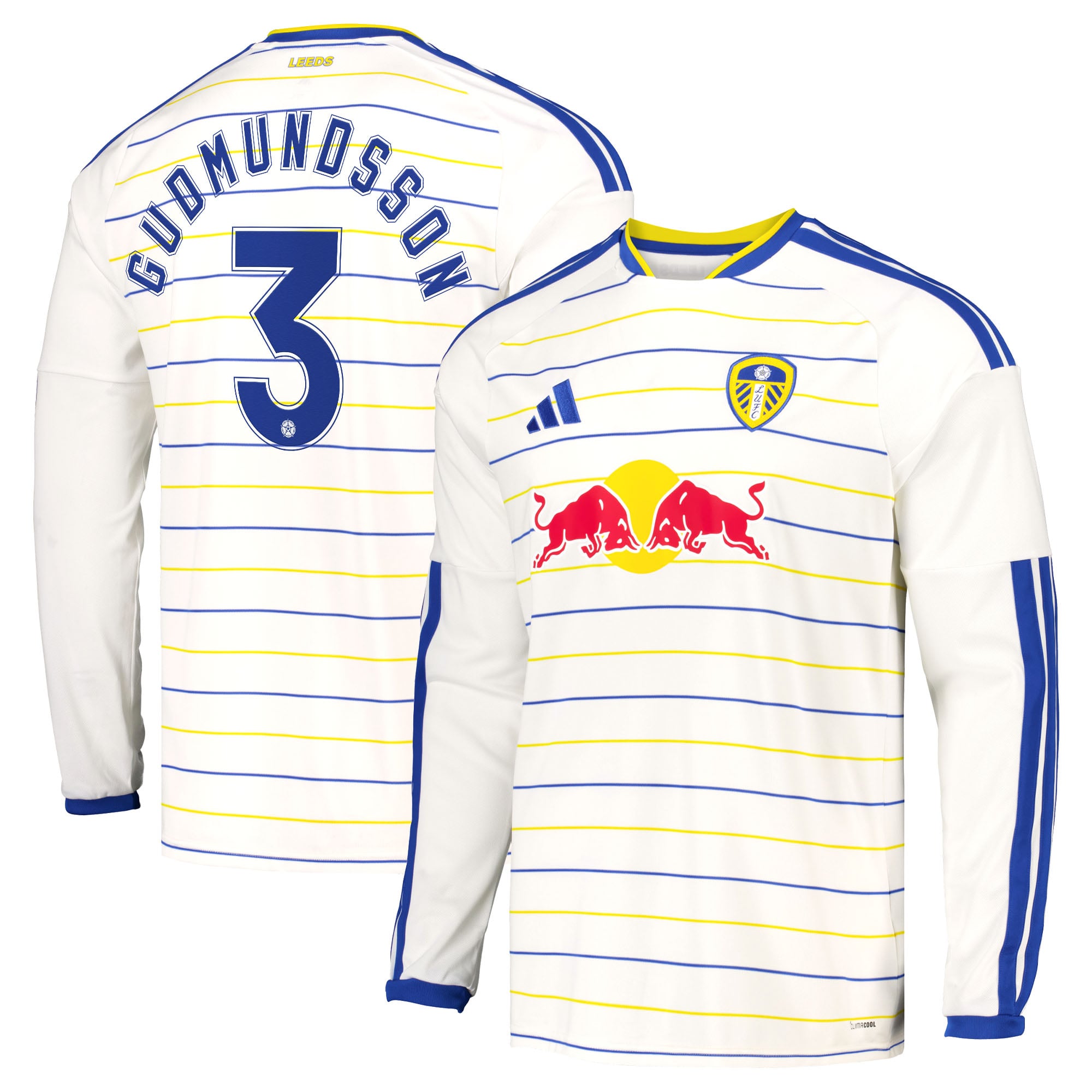Leeds United adidas Home Shirt 2026-27 - Long Sleeve with Gudmundsson 3 Cup printing, , rebel_hi-res