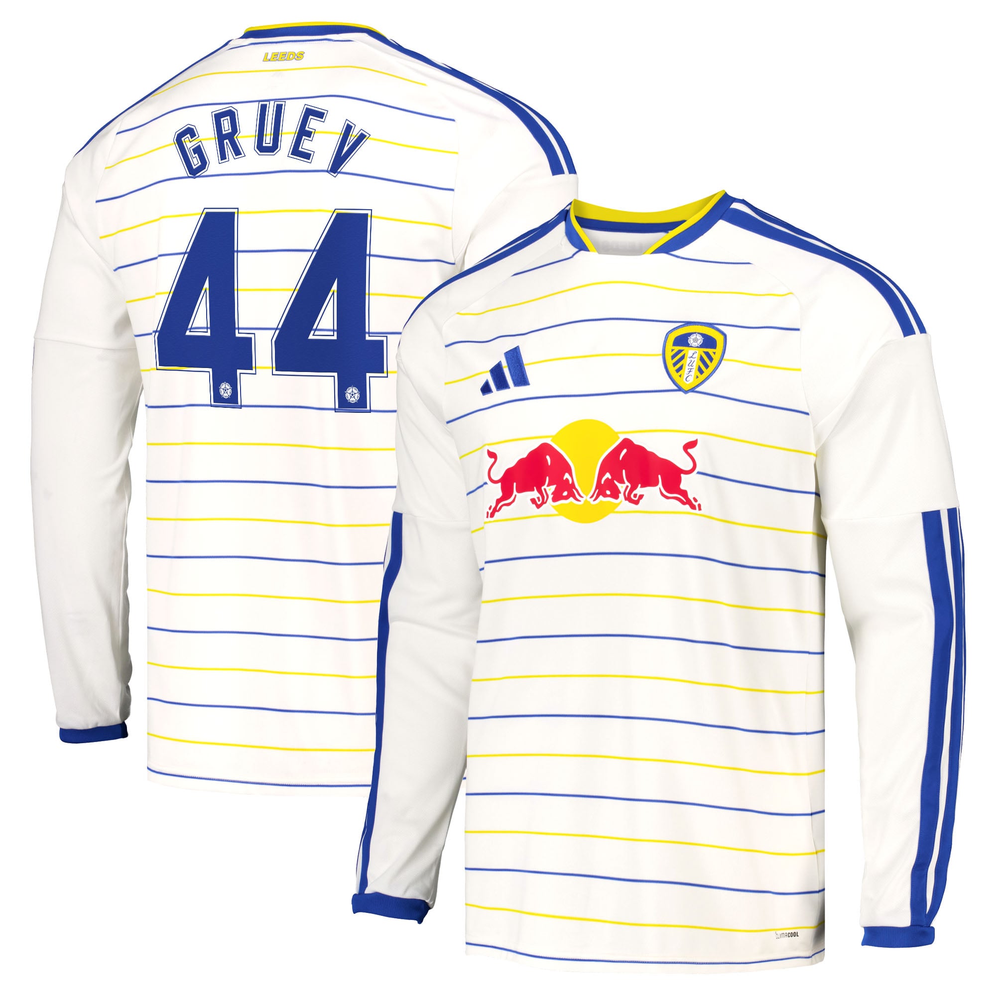 Leeds United adidas Home Shirt 2026-27 - Long Sleeve with Gruev 44 Cup printing, , rebel_hi-res